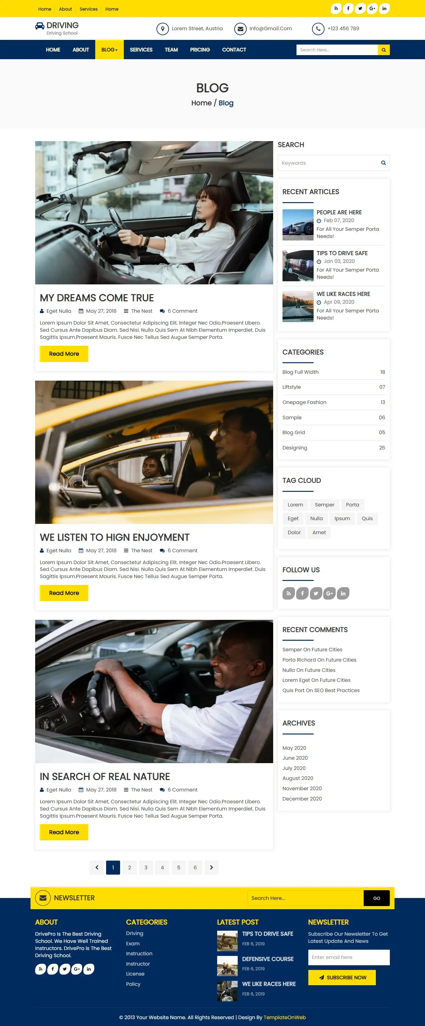 Driving blogs list page responsive html