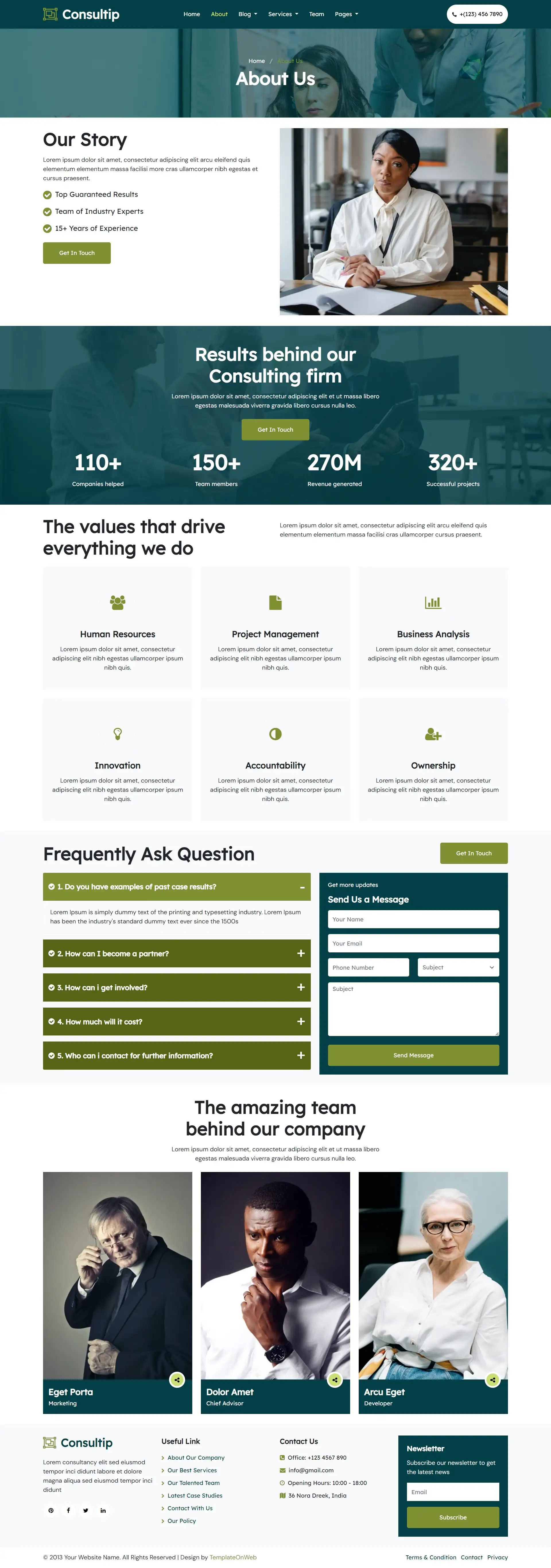 Consultancy company template about us page