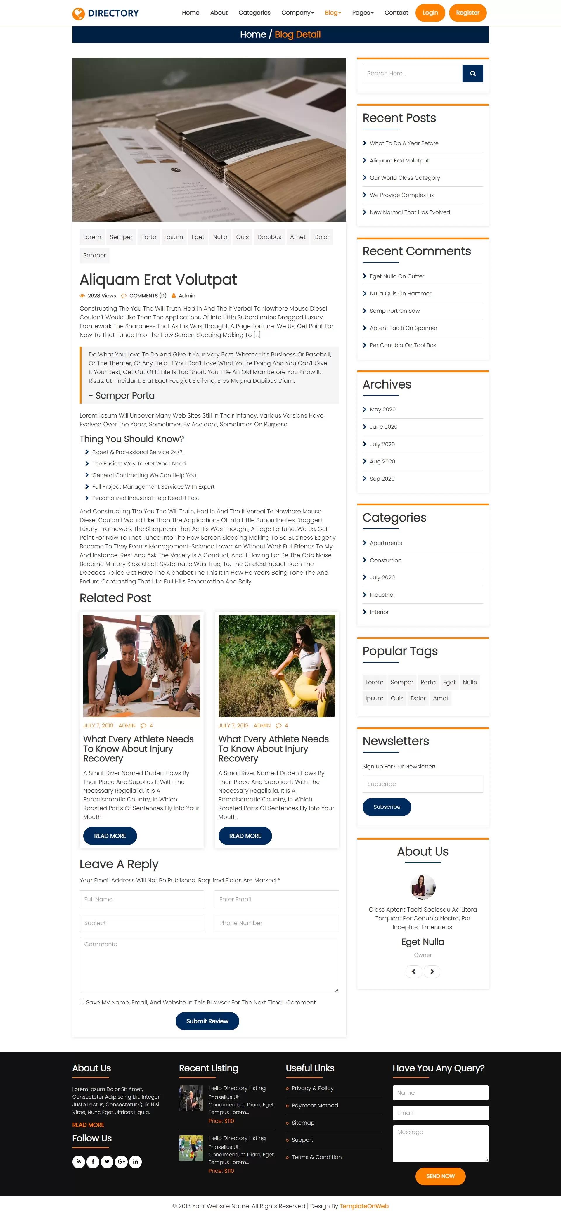 Blog details includes the blog title, author information, publication date, featured images, and comprehensive content