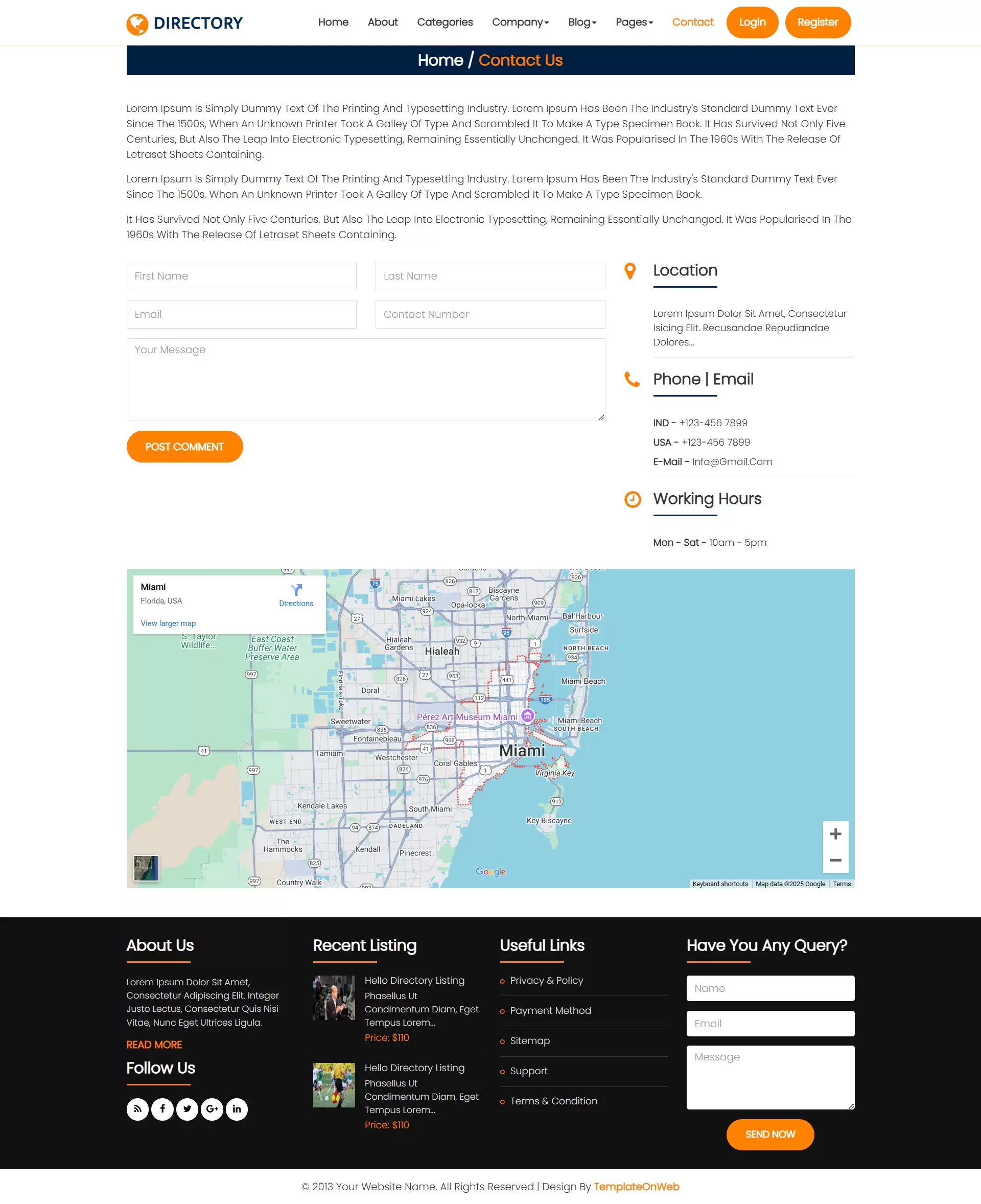 Directory provider contacts, address, and location on google map