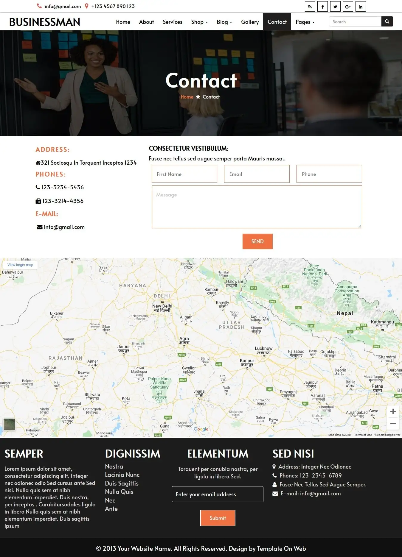 Entrepreneur web template contact page