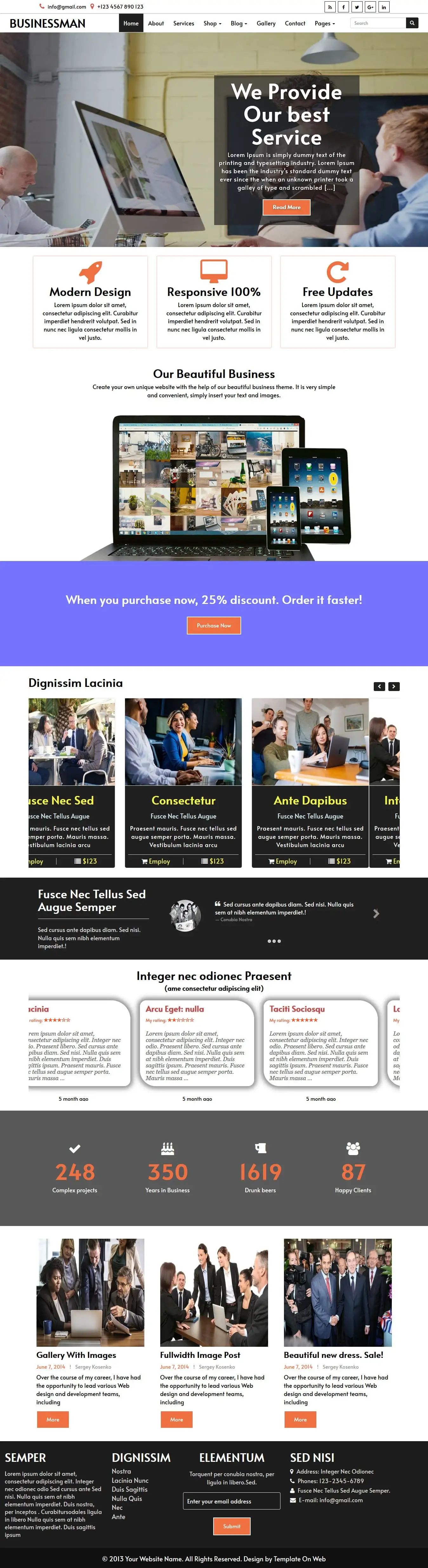 Entrepreneur website template home page preview