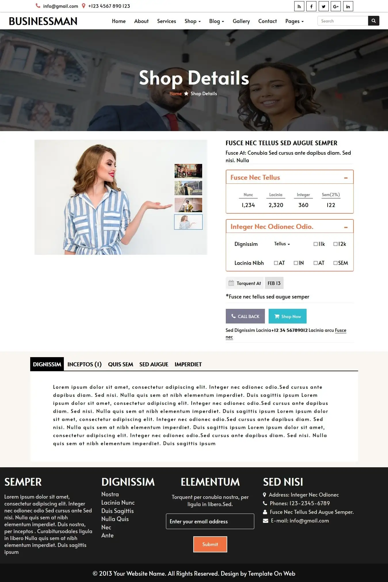 Responsive business product details and sell