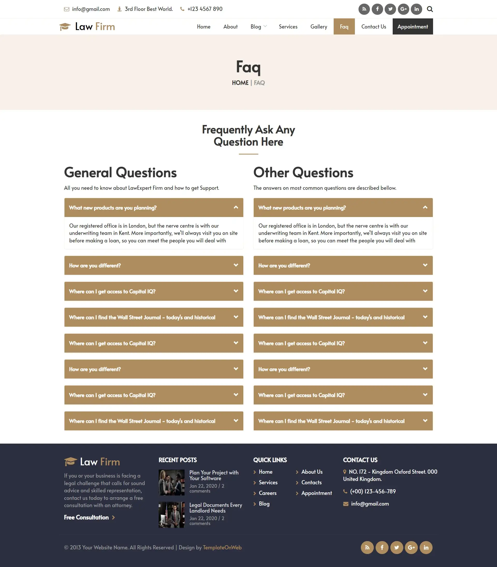 Common clients queries page layout