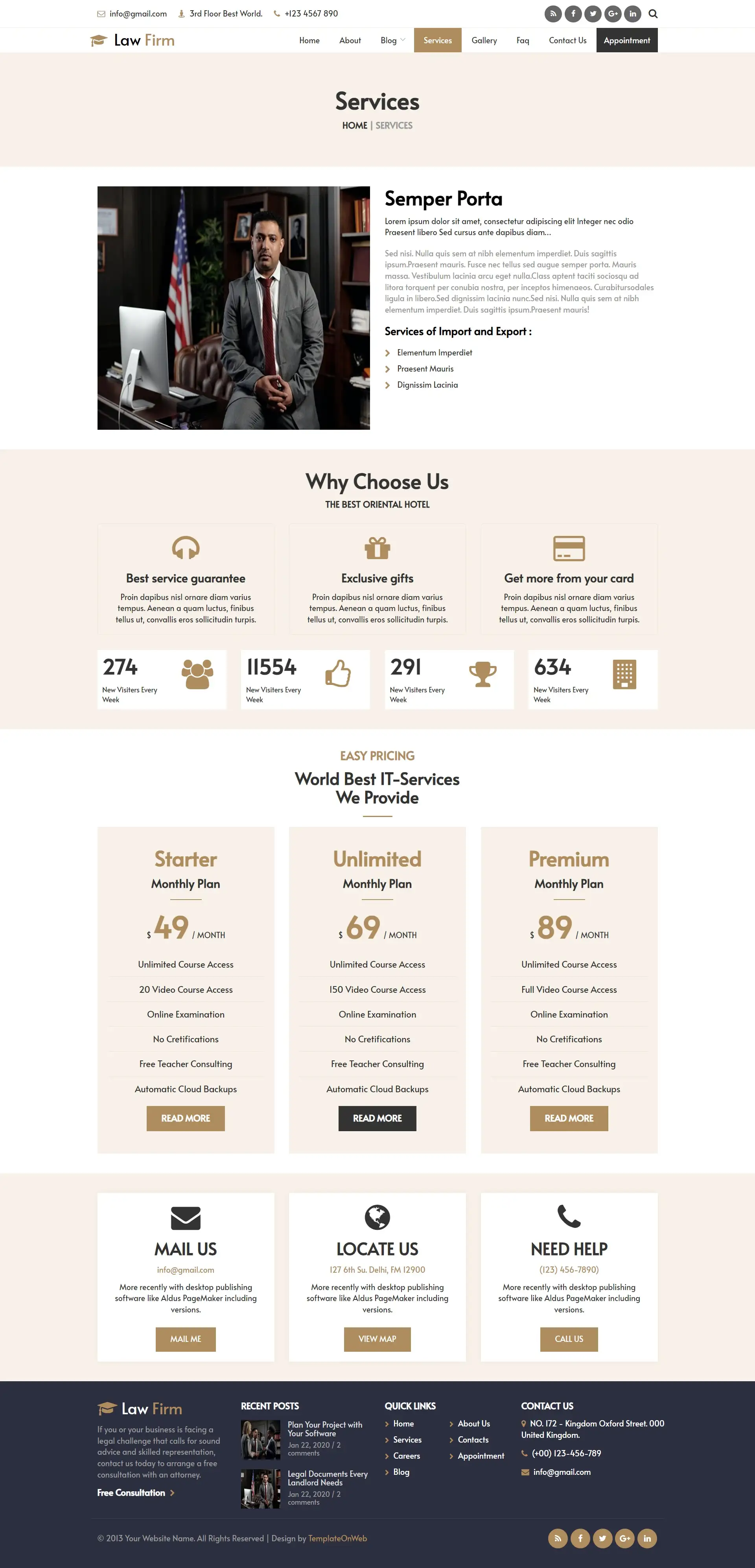 Law firm services page web design