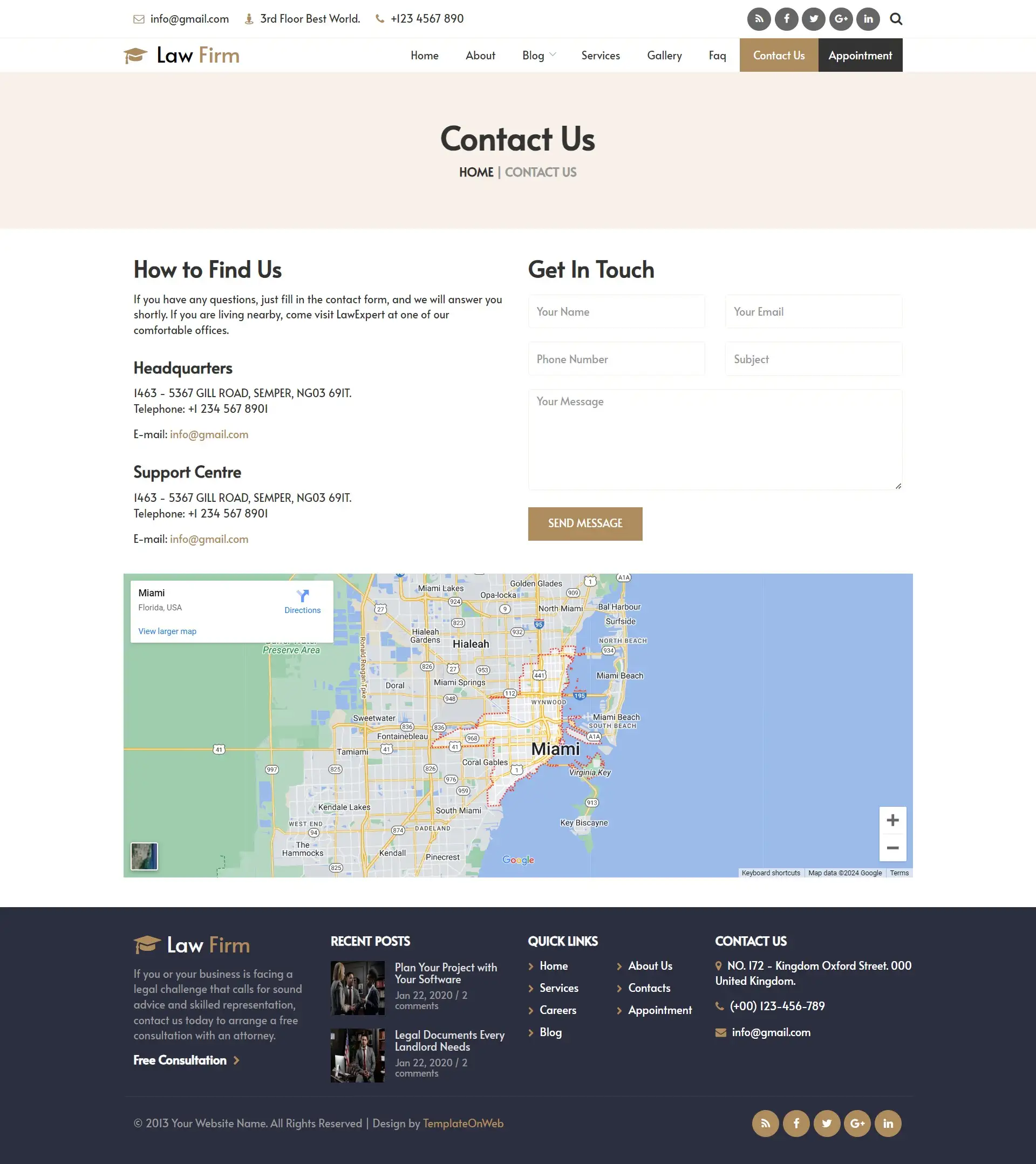 Law firm template contact form web design
