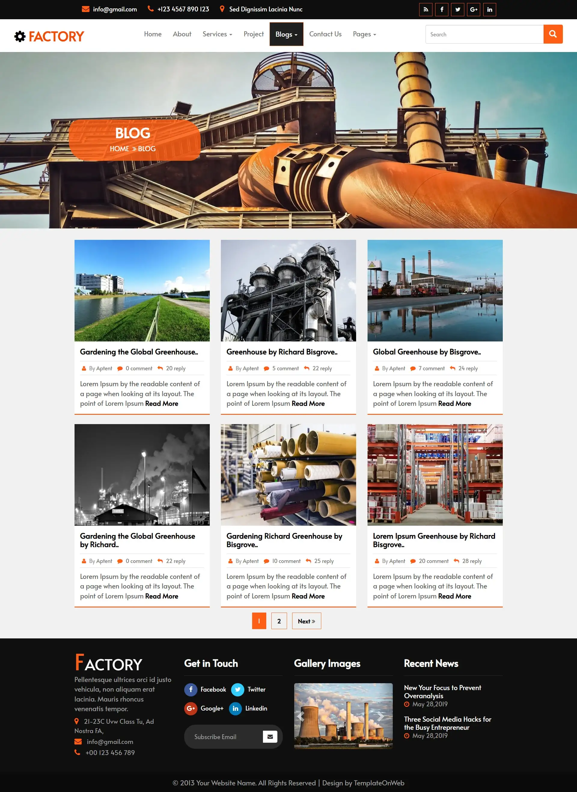 Factory product manufacturing blogs listing page