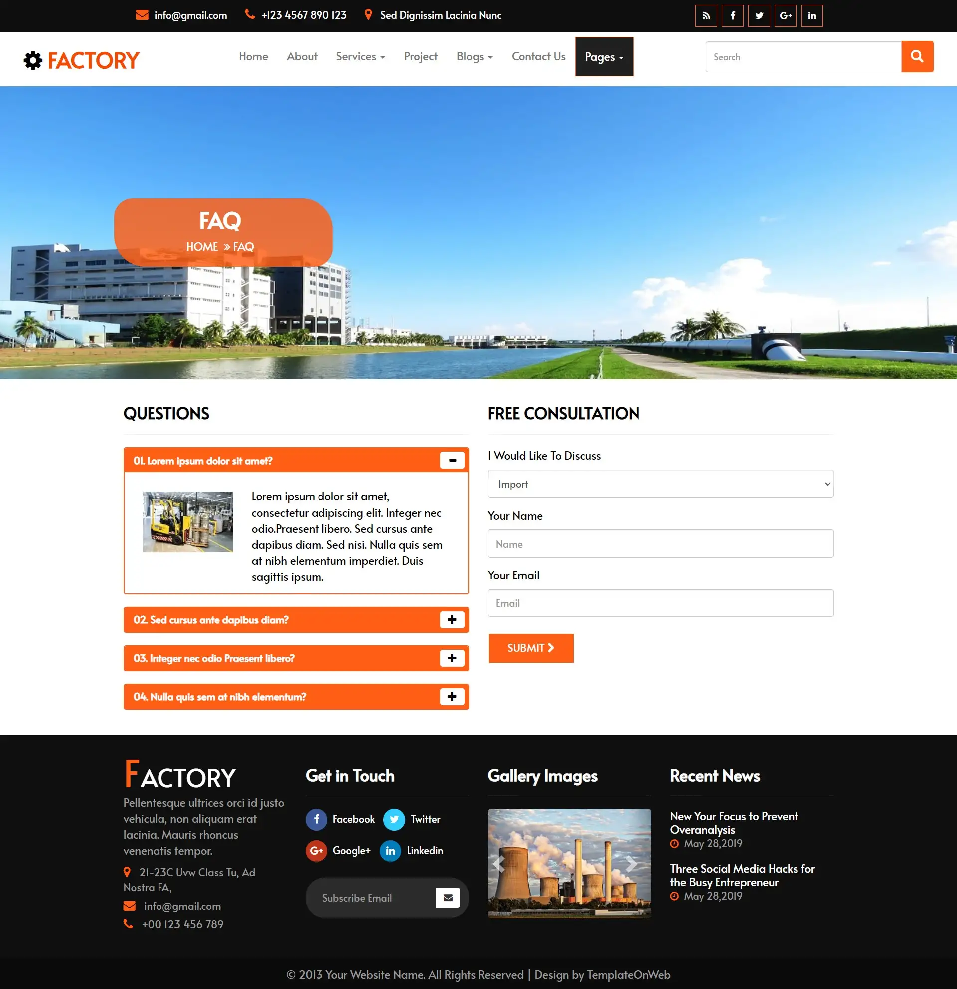 Faqs page for manufactured good