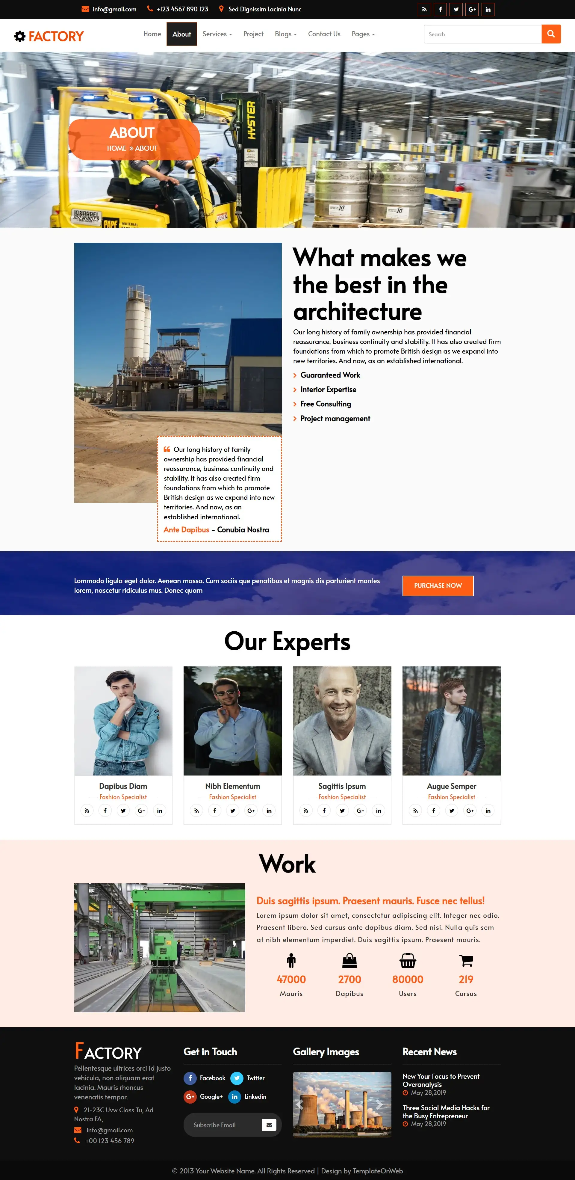 Manufacturer company details web page