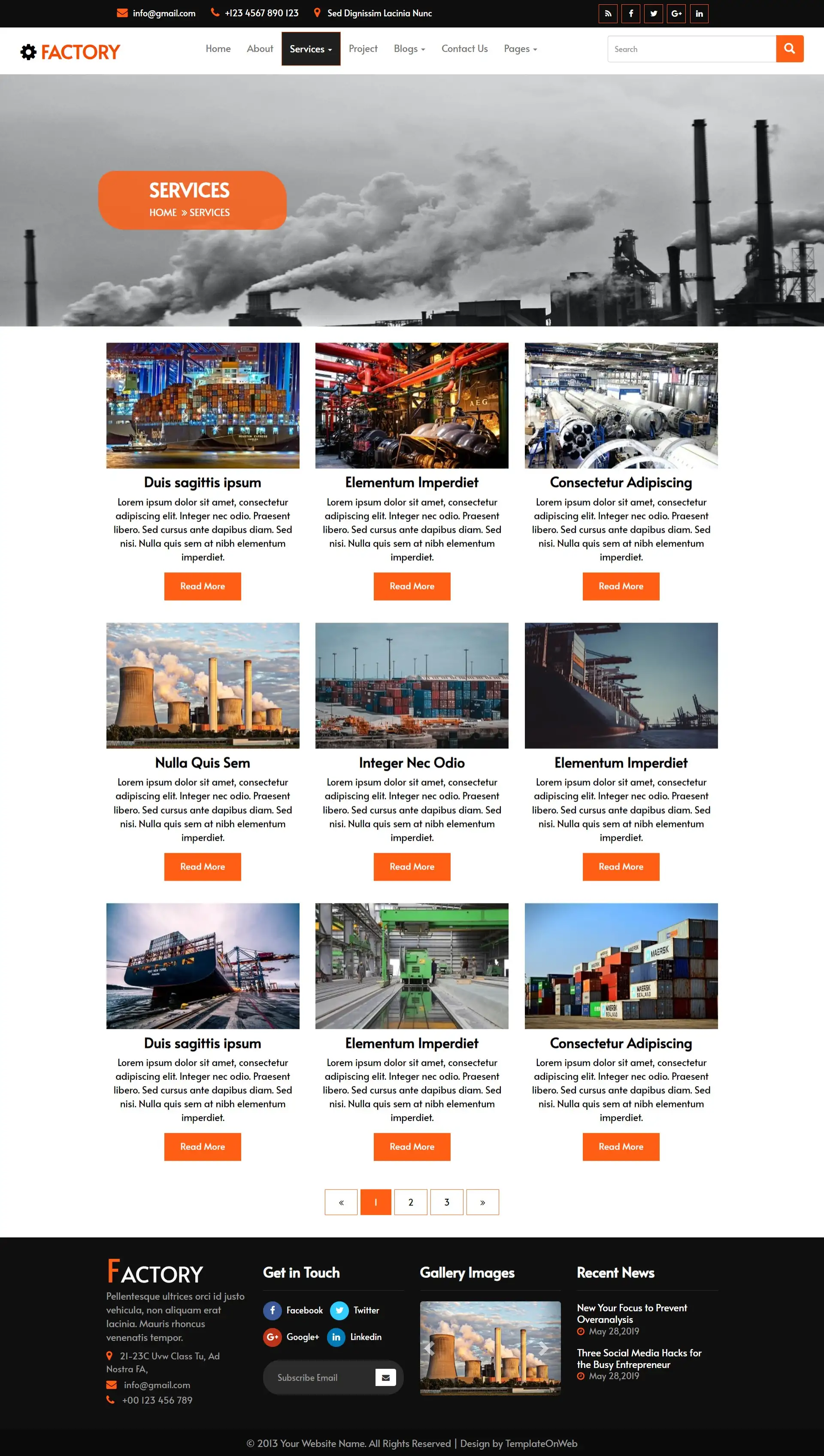 Manufacturing factory services page html