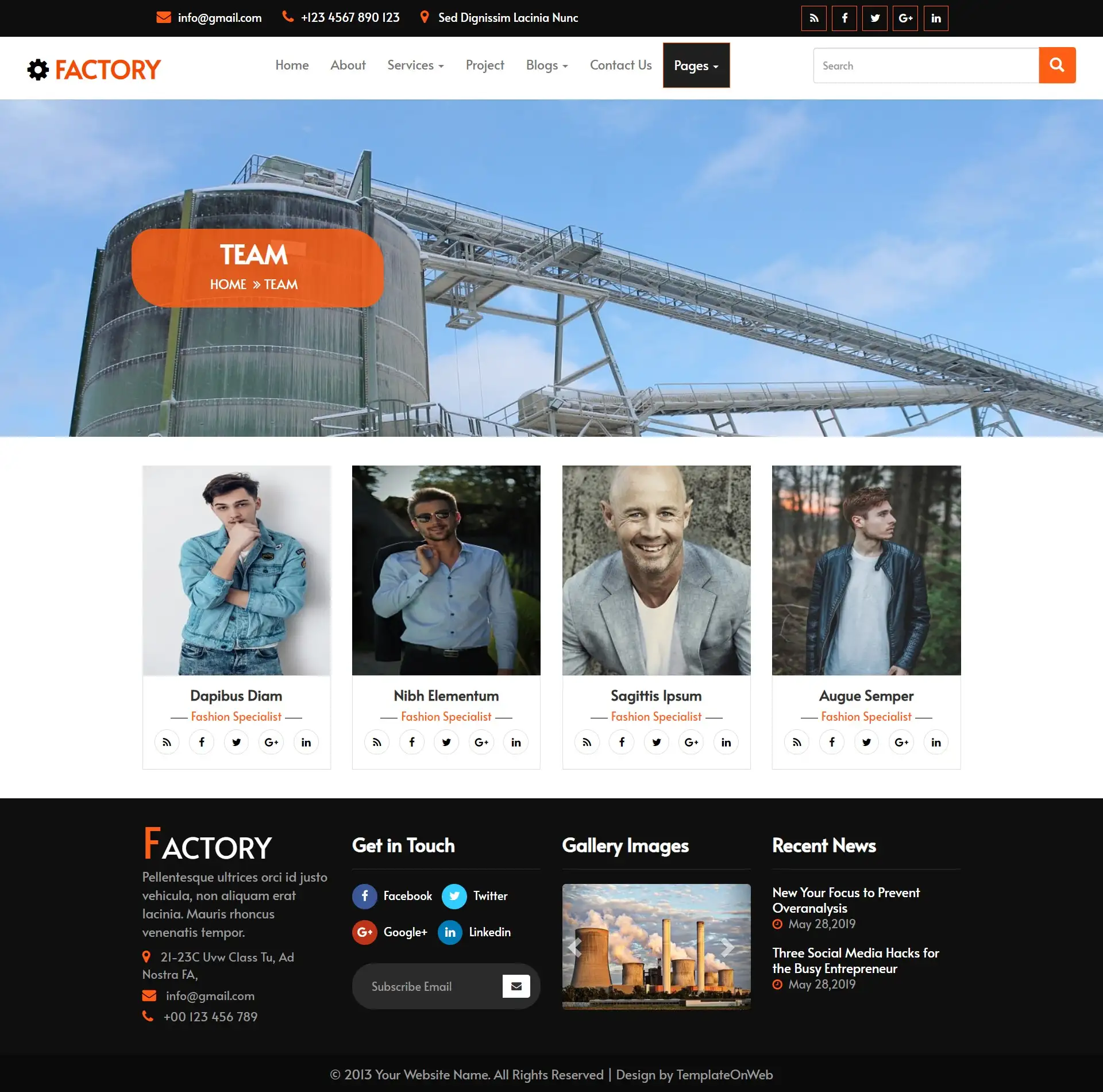 Product manufacturing teams page