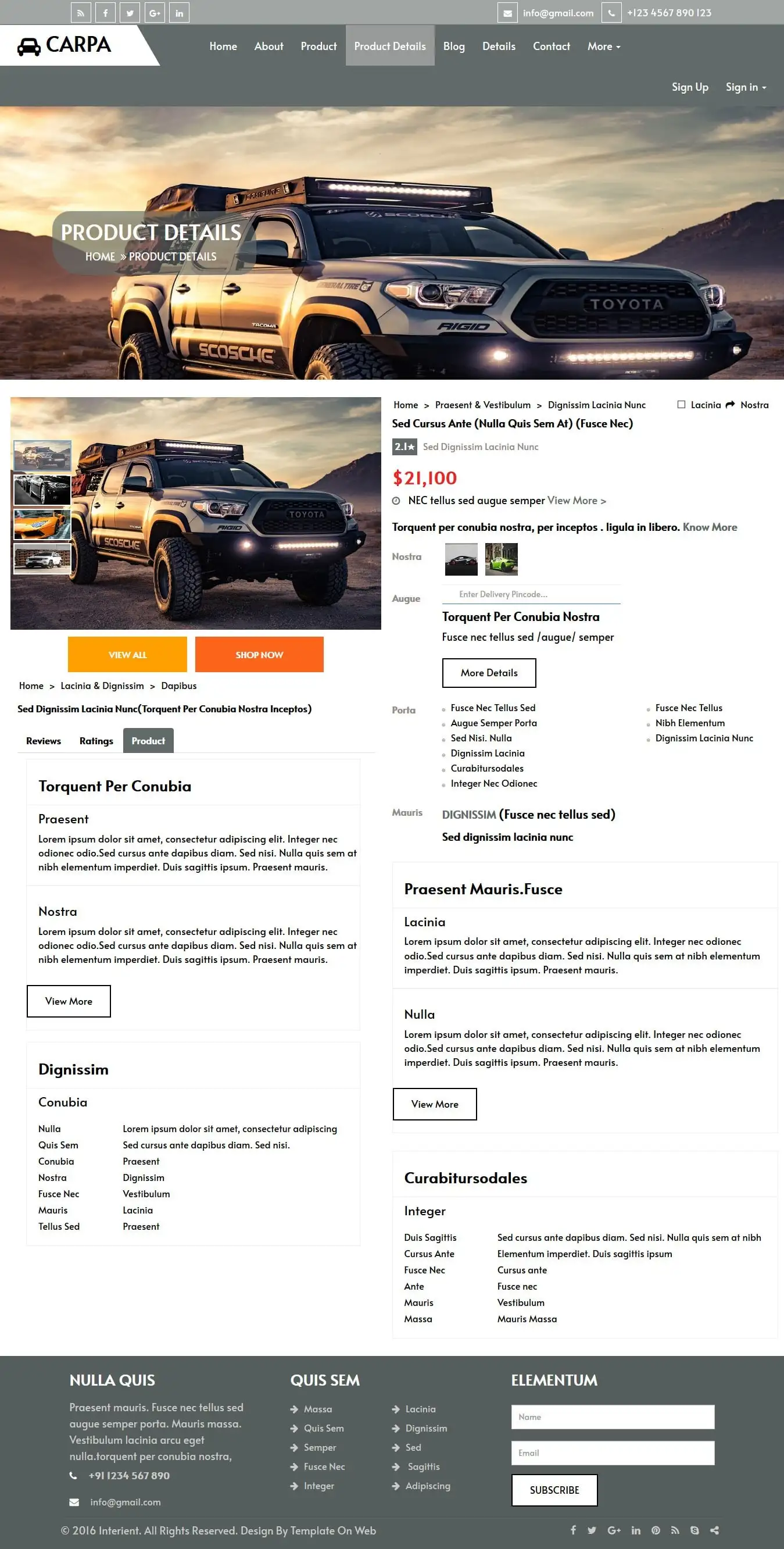 Online car sell and detail page