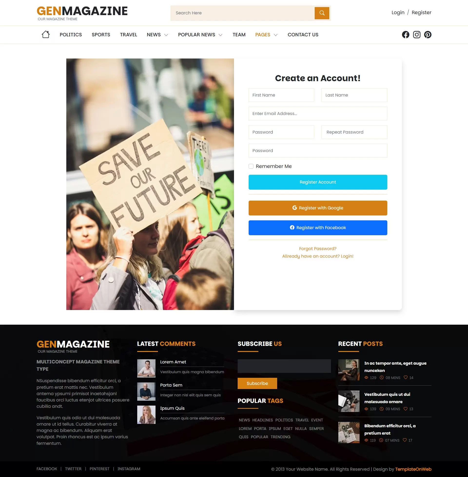 Users registration to browse top stories, featured categories, and trending content