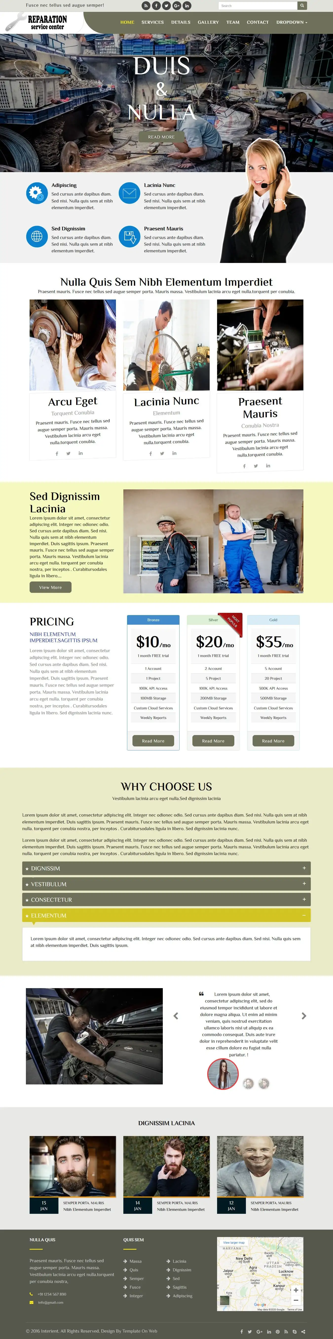 Automotive repair website template home page