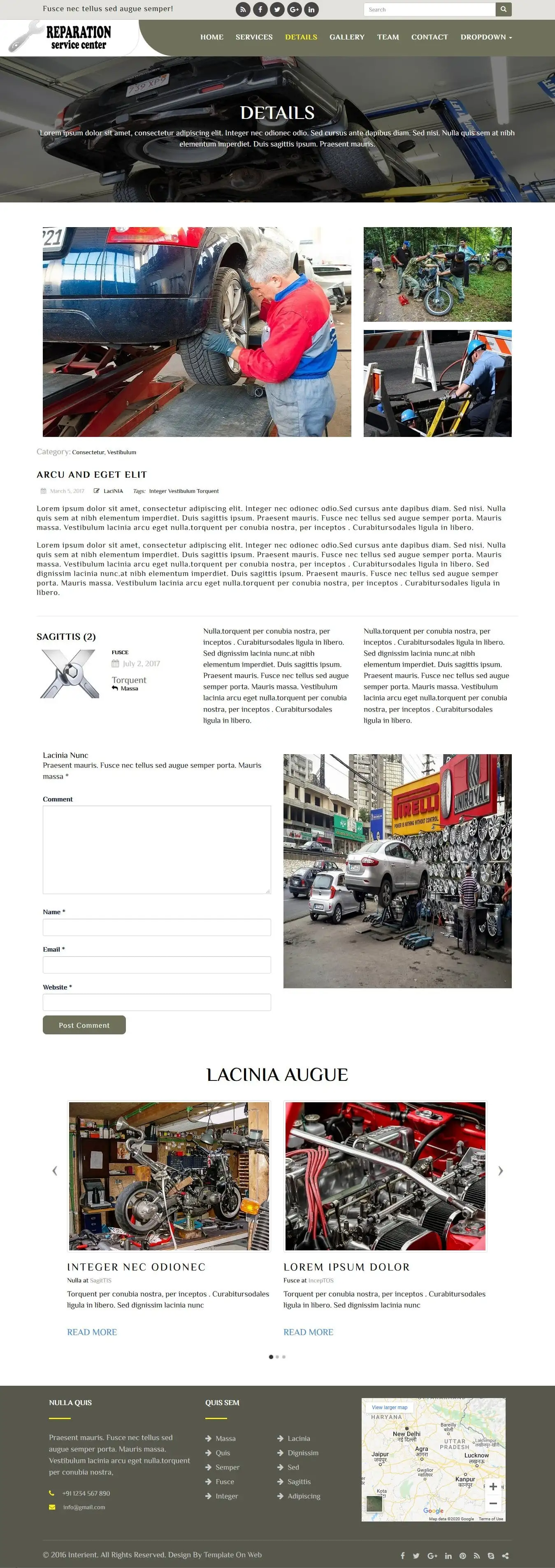 Repair business service detail page in bootstrap