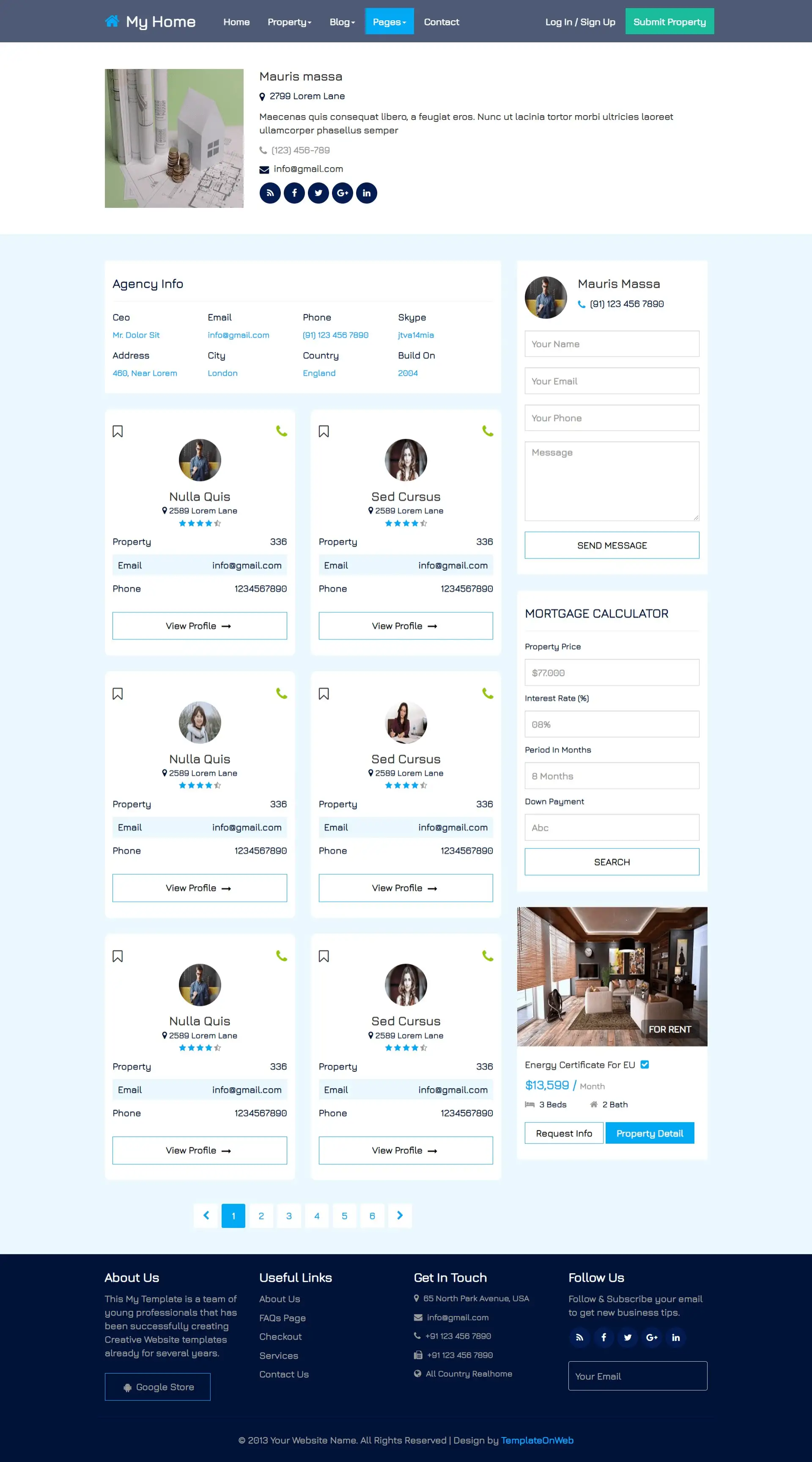 Real estate agencies listing page bootstrap
