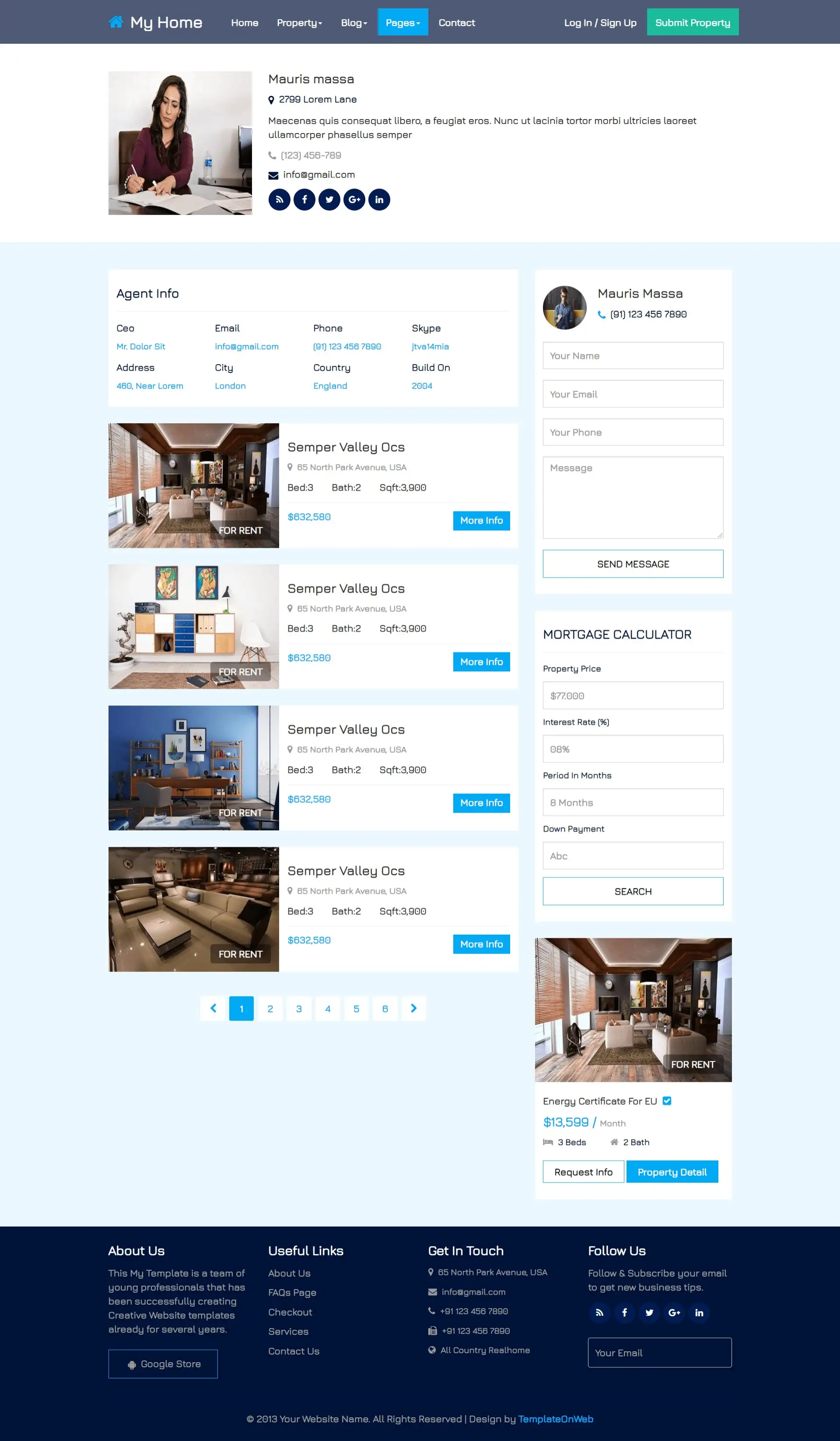 Real estate agents listing page design