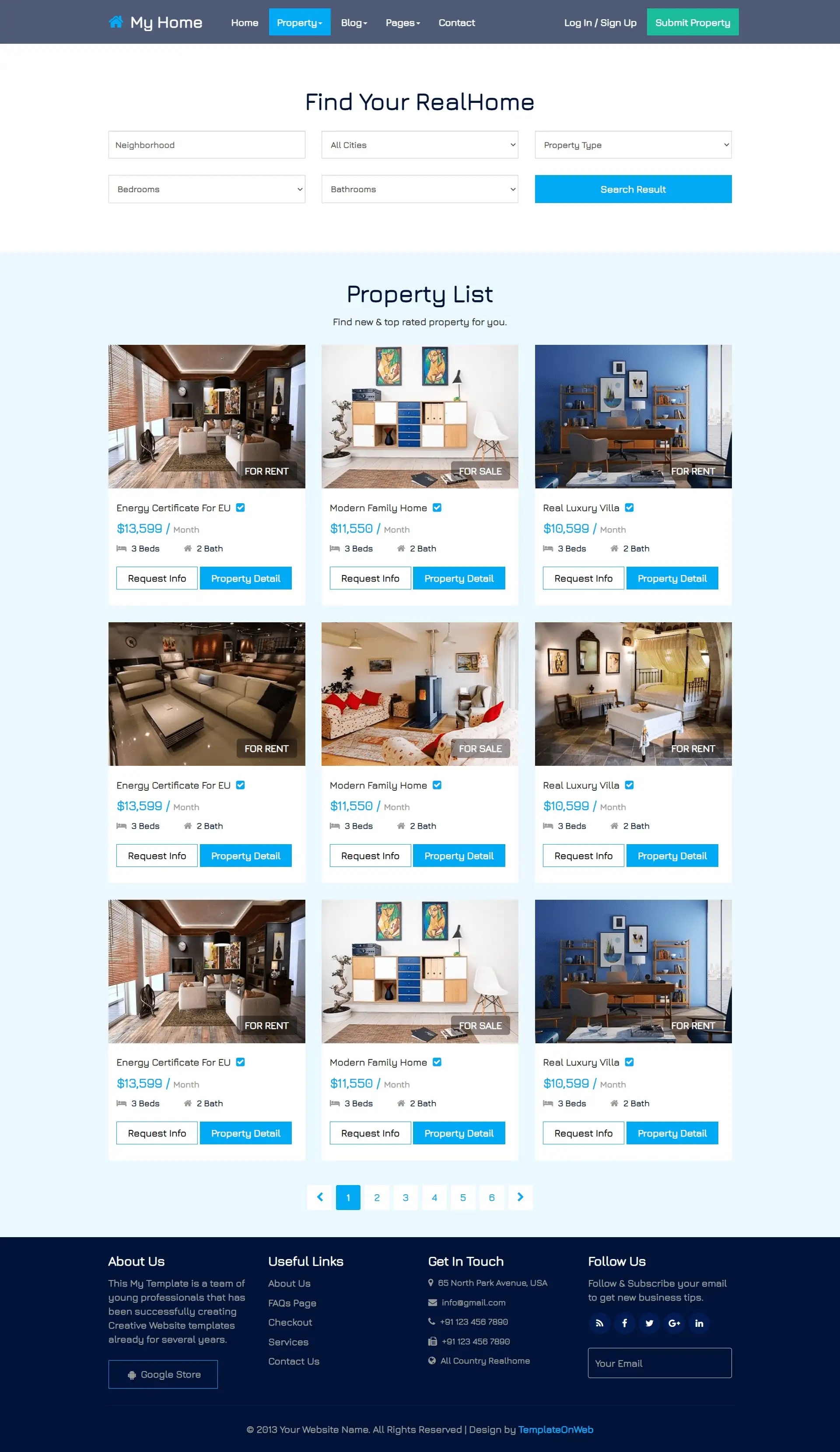 Property portal website template