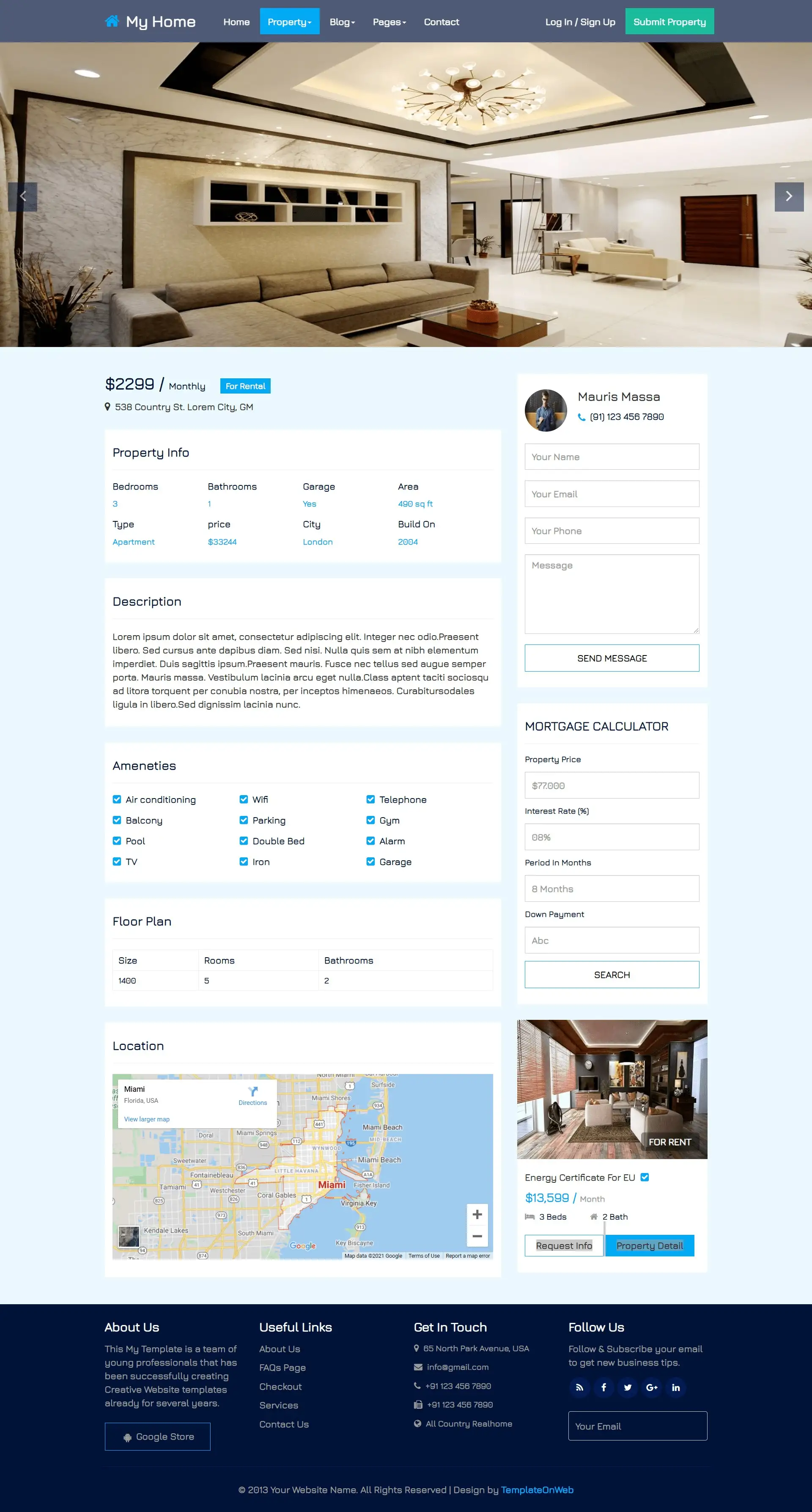 Real estate property details page web design