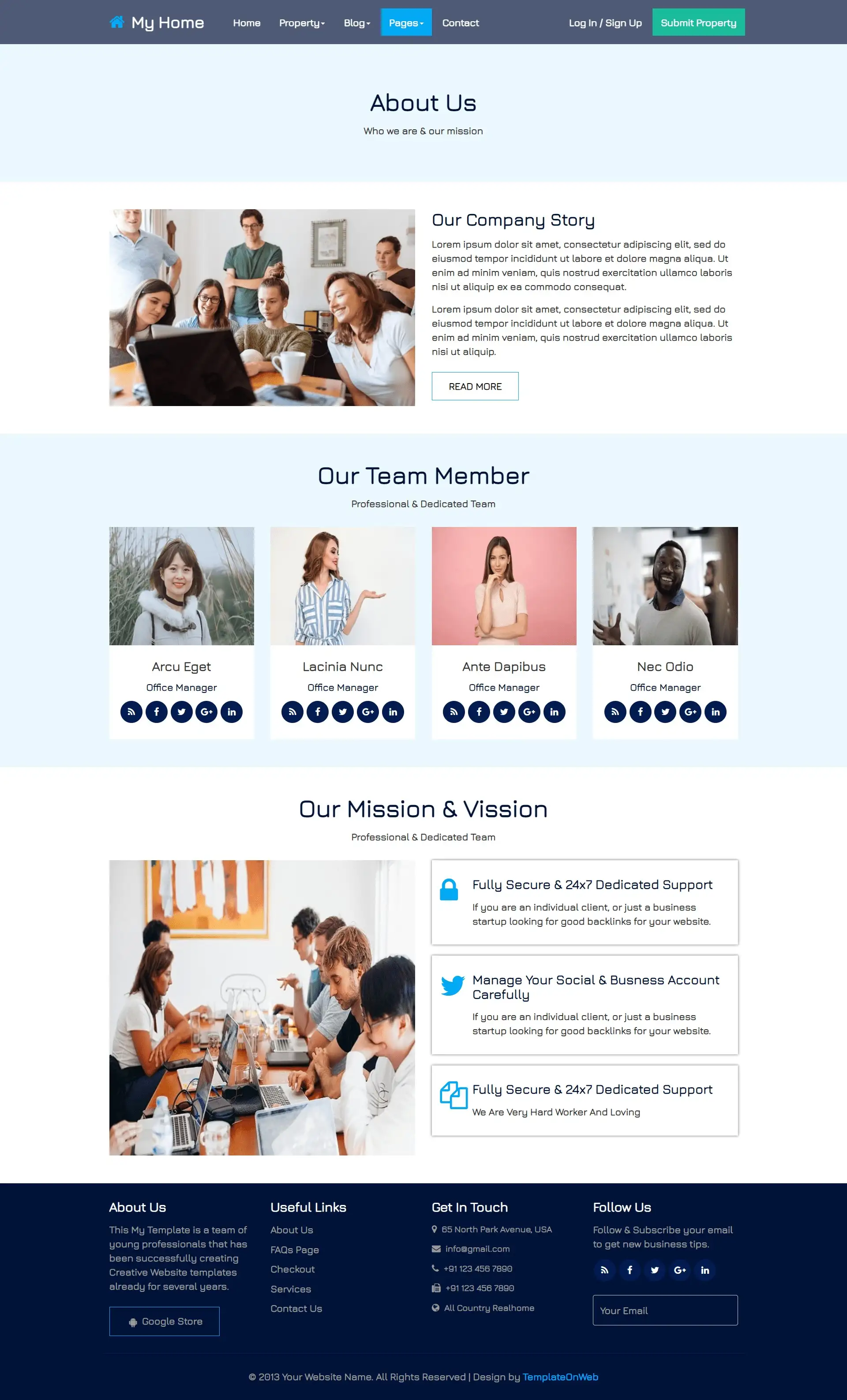 Realltors template about us page html