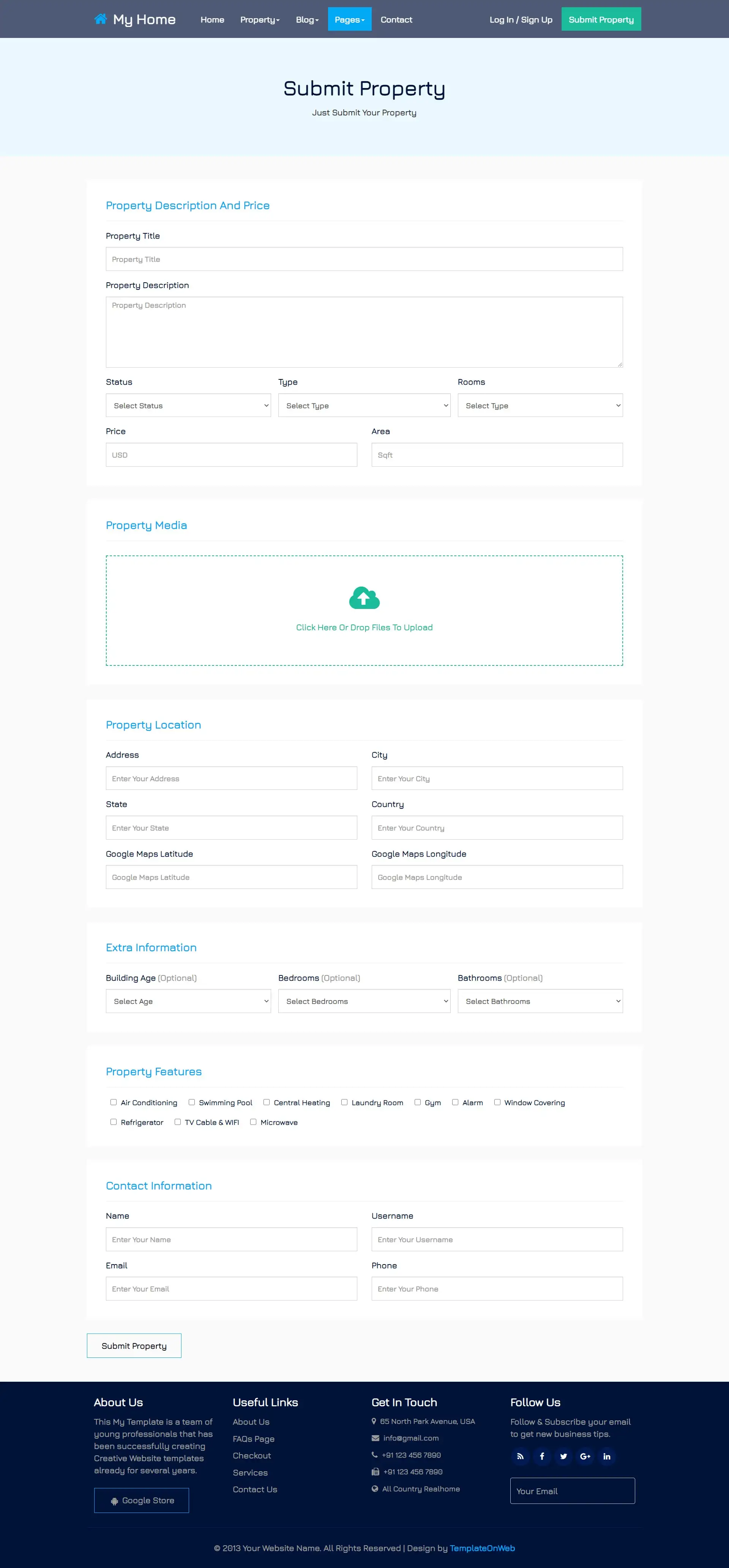 Responsive submit property form