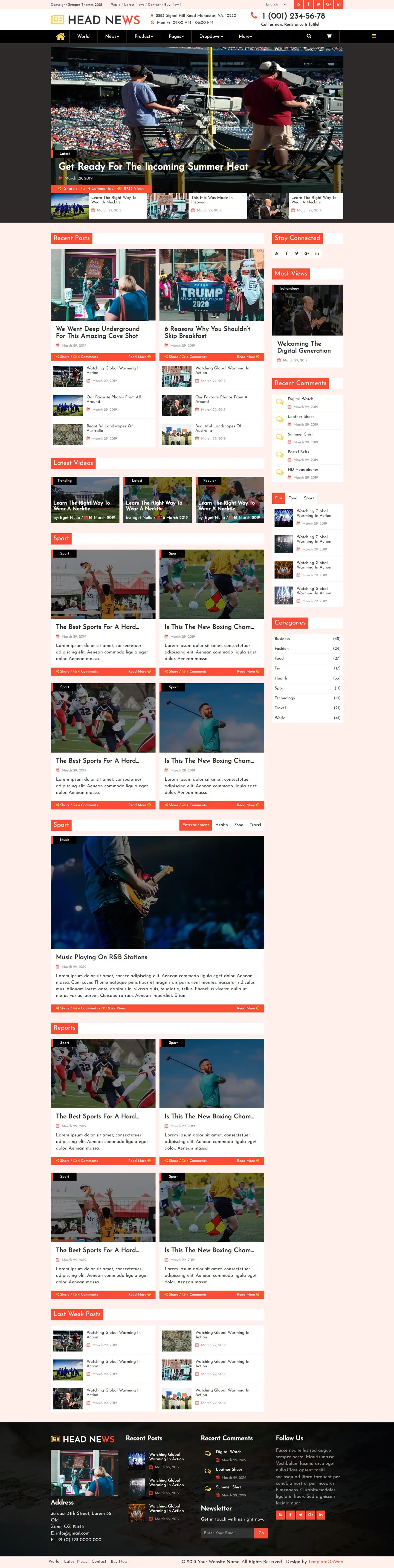 Breaking news website template html