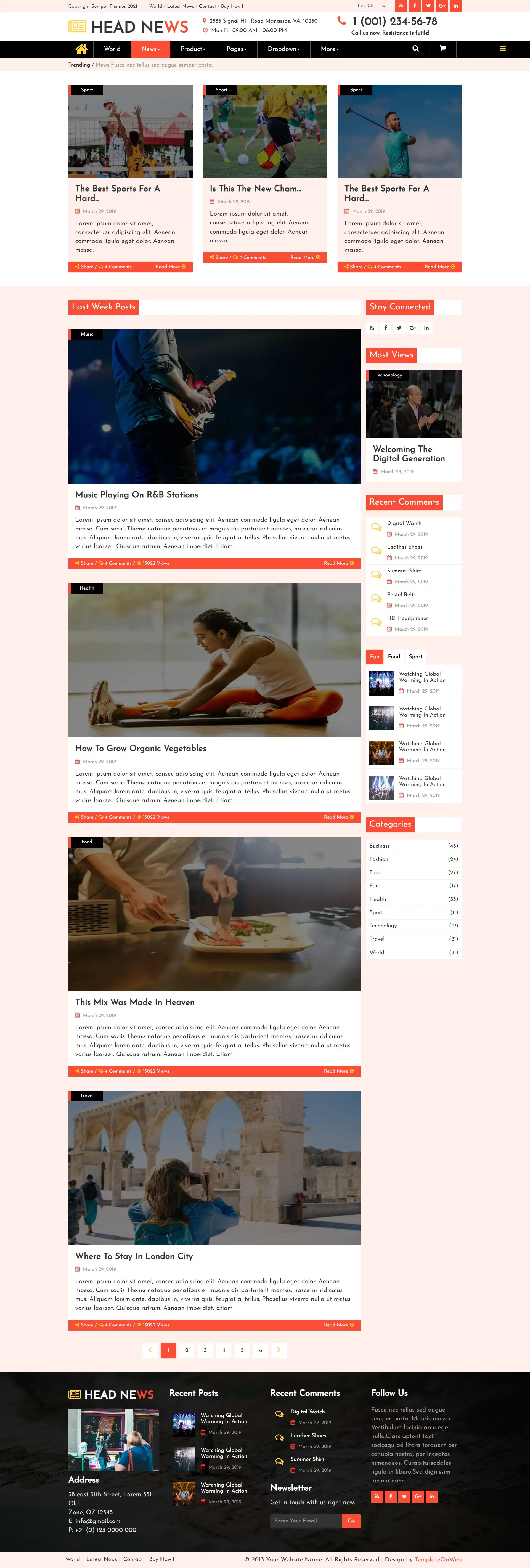 World politics news listing page html