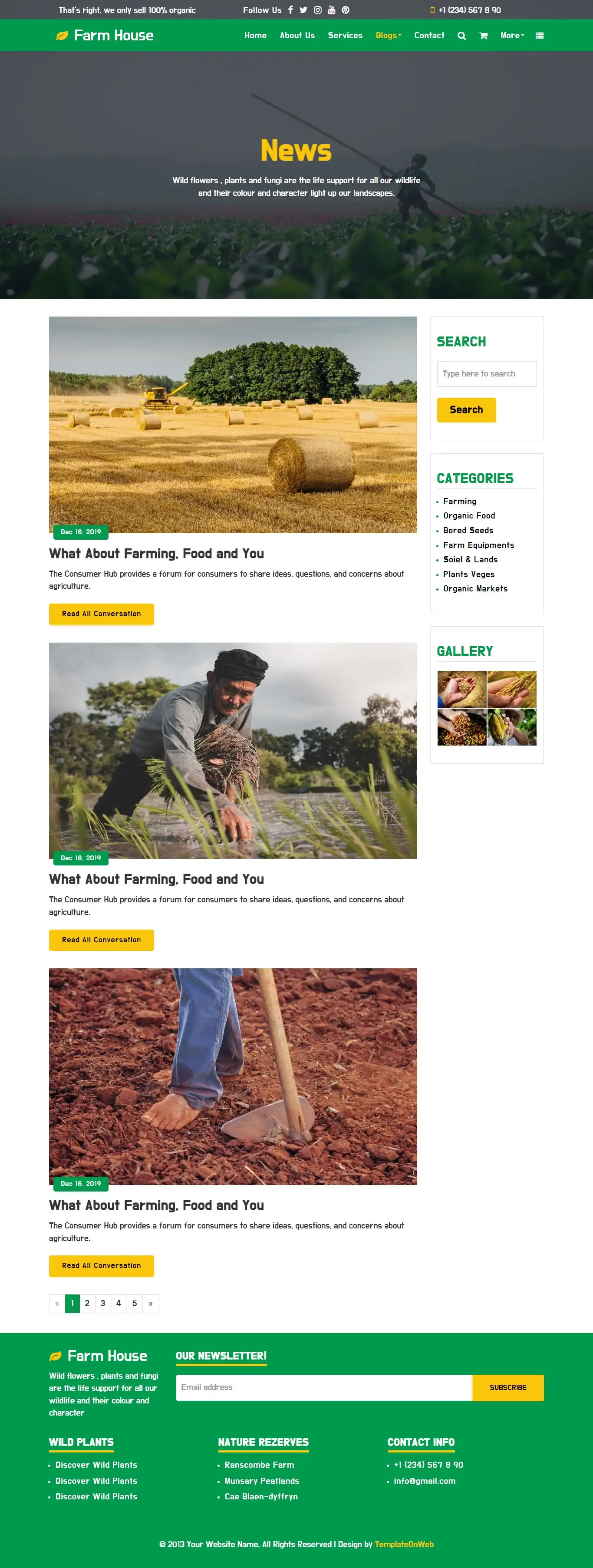 Responsive agriculture farm blogs