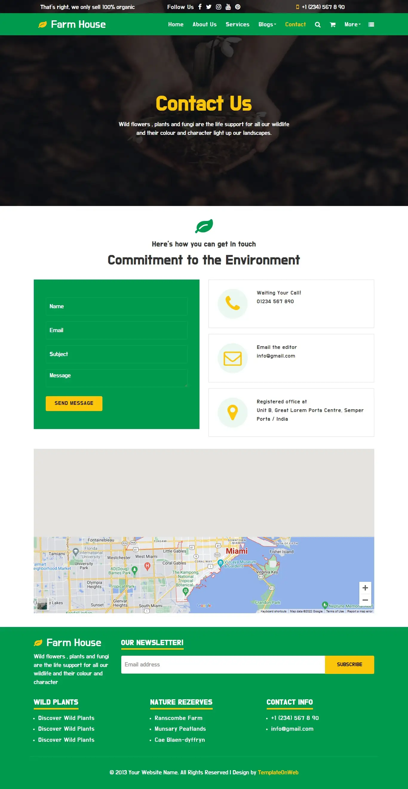 Html agriculture farm contact page