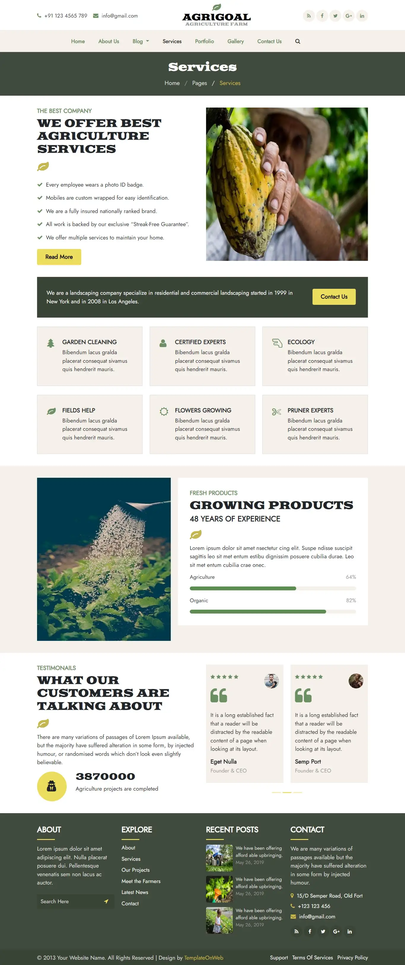 Free agriculture theme services page