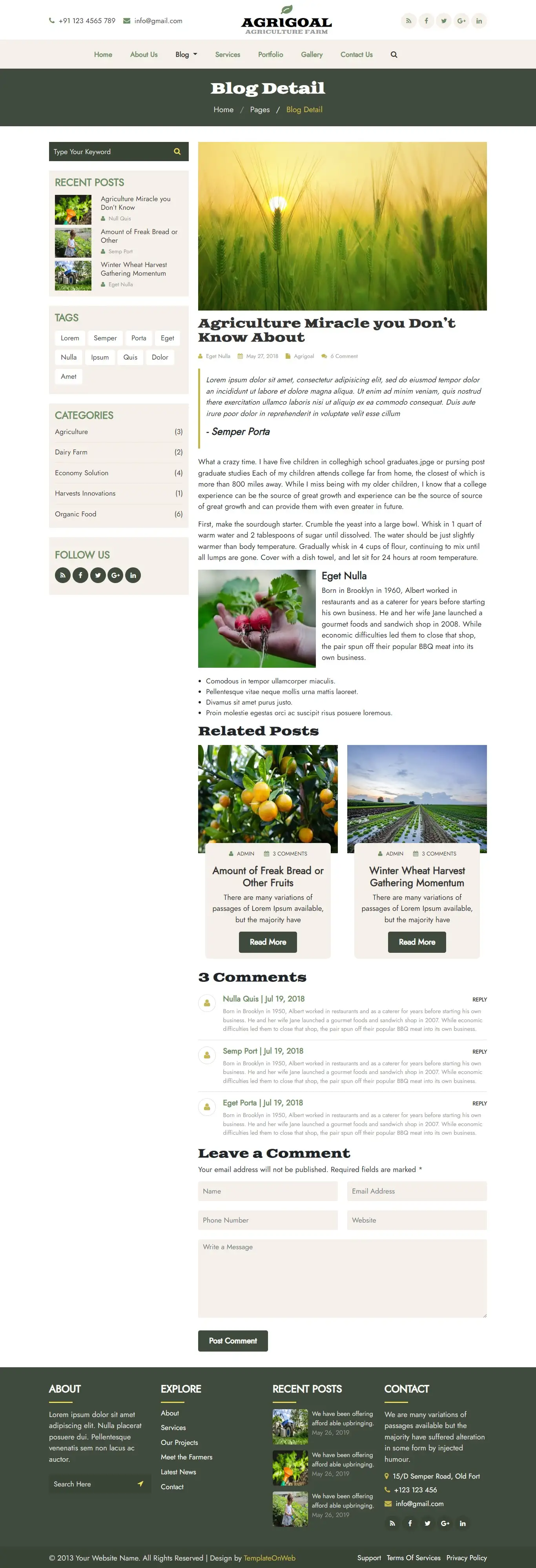 Bootstrap 5 farmer blog detail