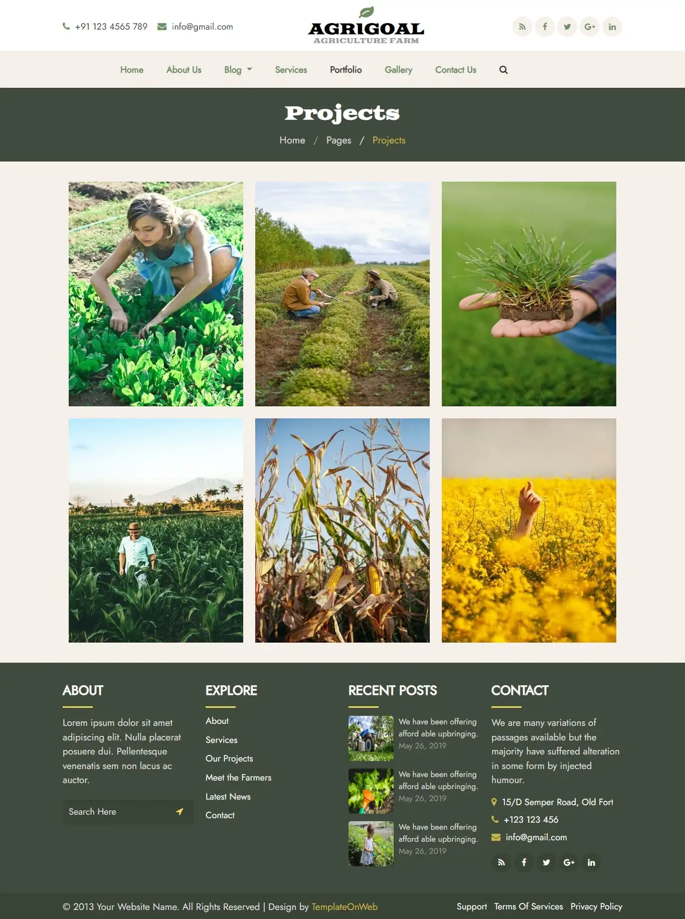 Farming team portfolio page html design