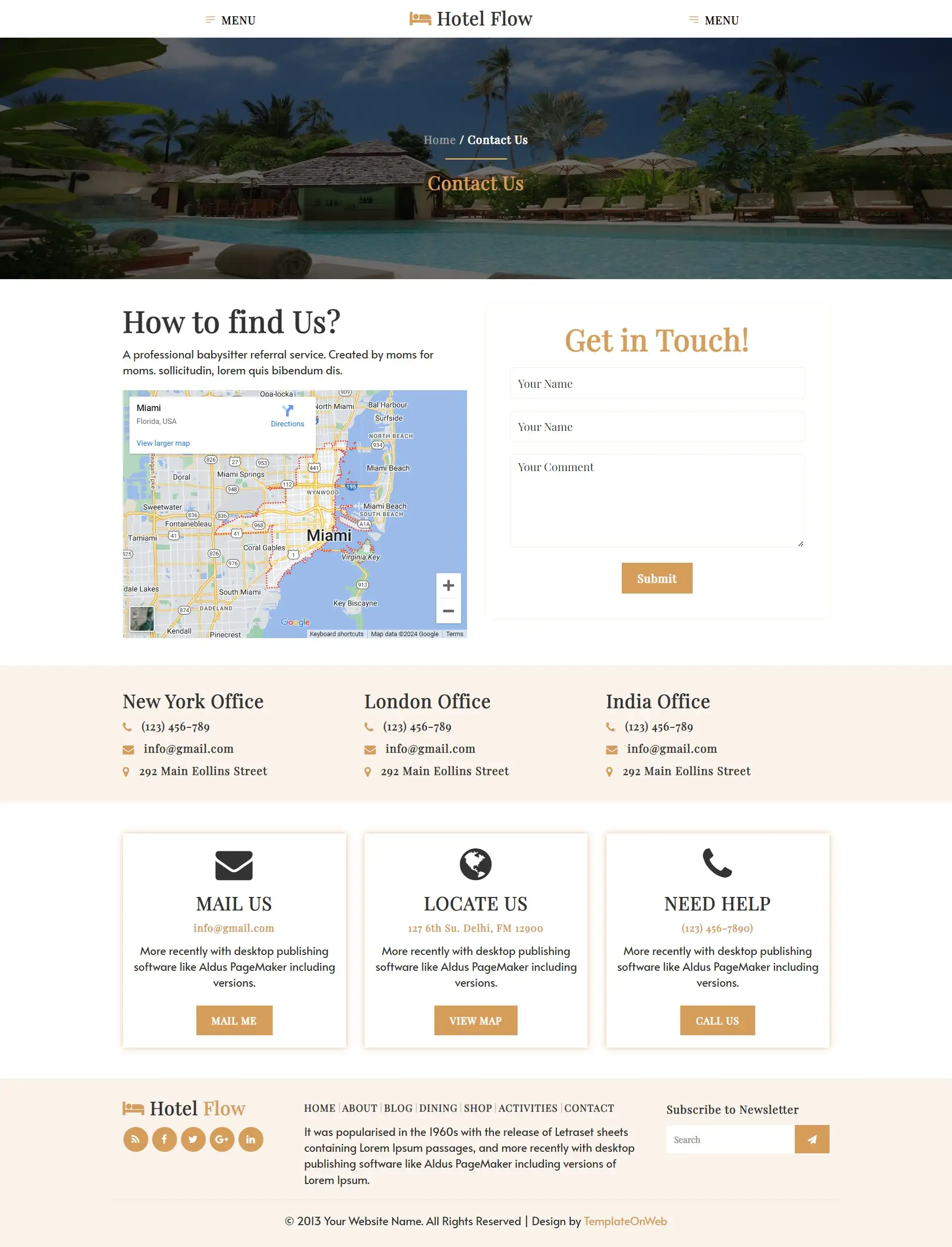 Hotel address and contactus form page html
