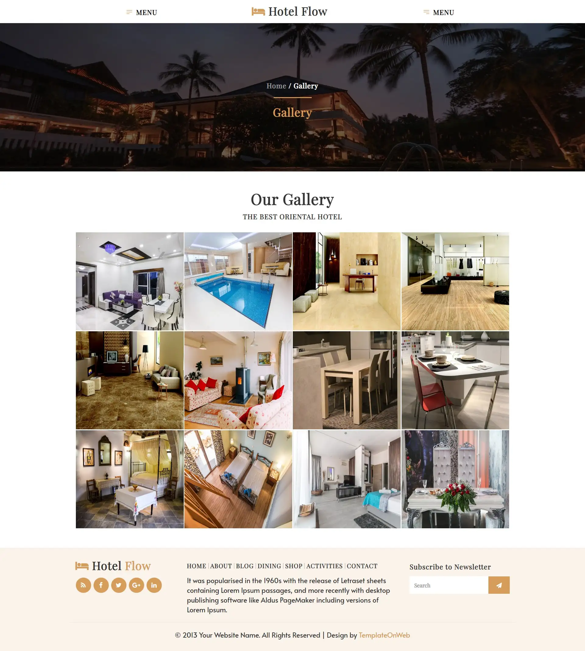 Hotel showcase gallery responsive page