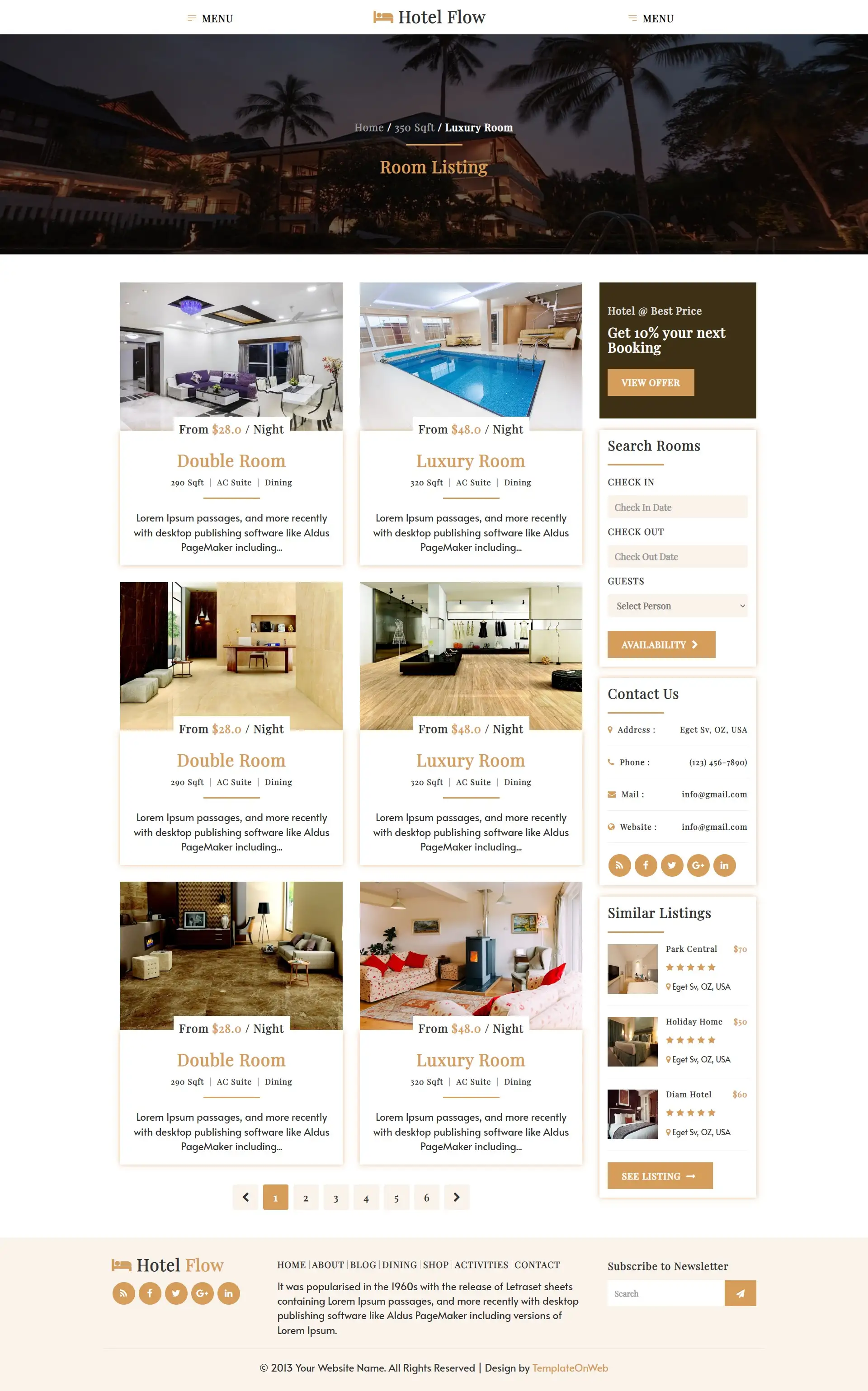 Leased hotel rooms listing page html