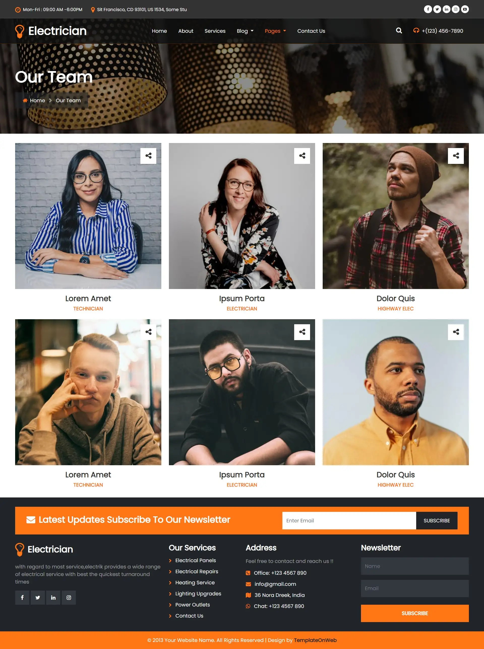 Electric service professionals teams page
