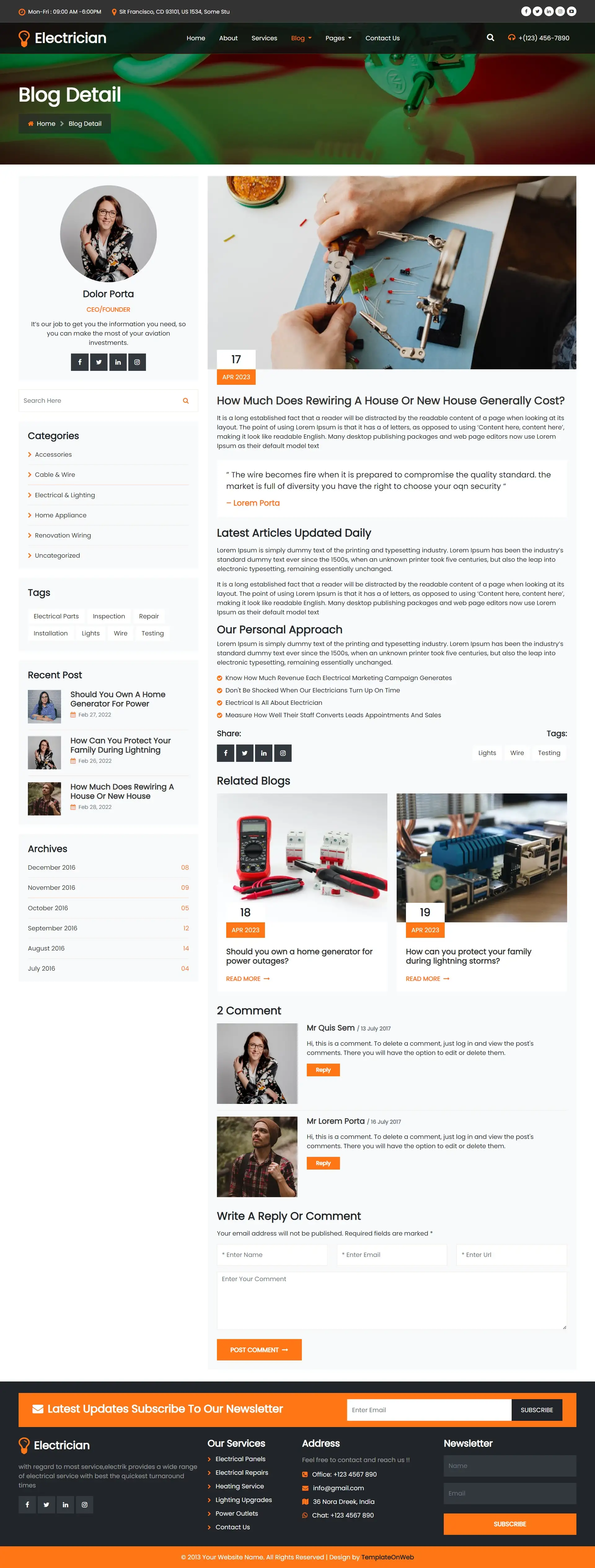 Repair electrical items tips page bootstrap 5