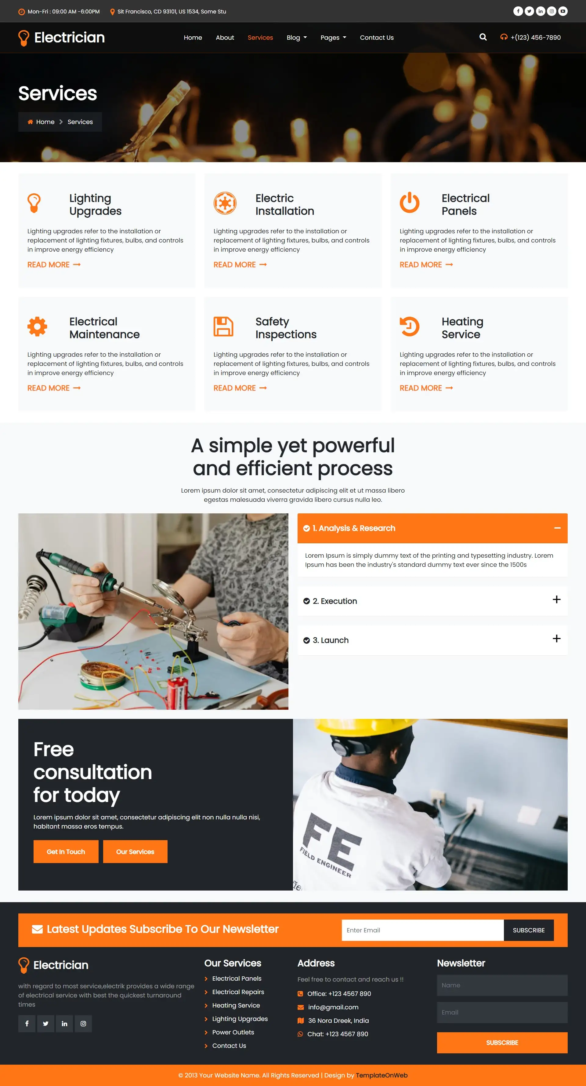Top electrician services page html
