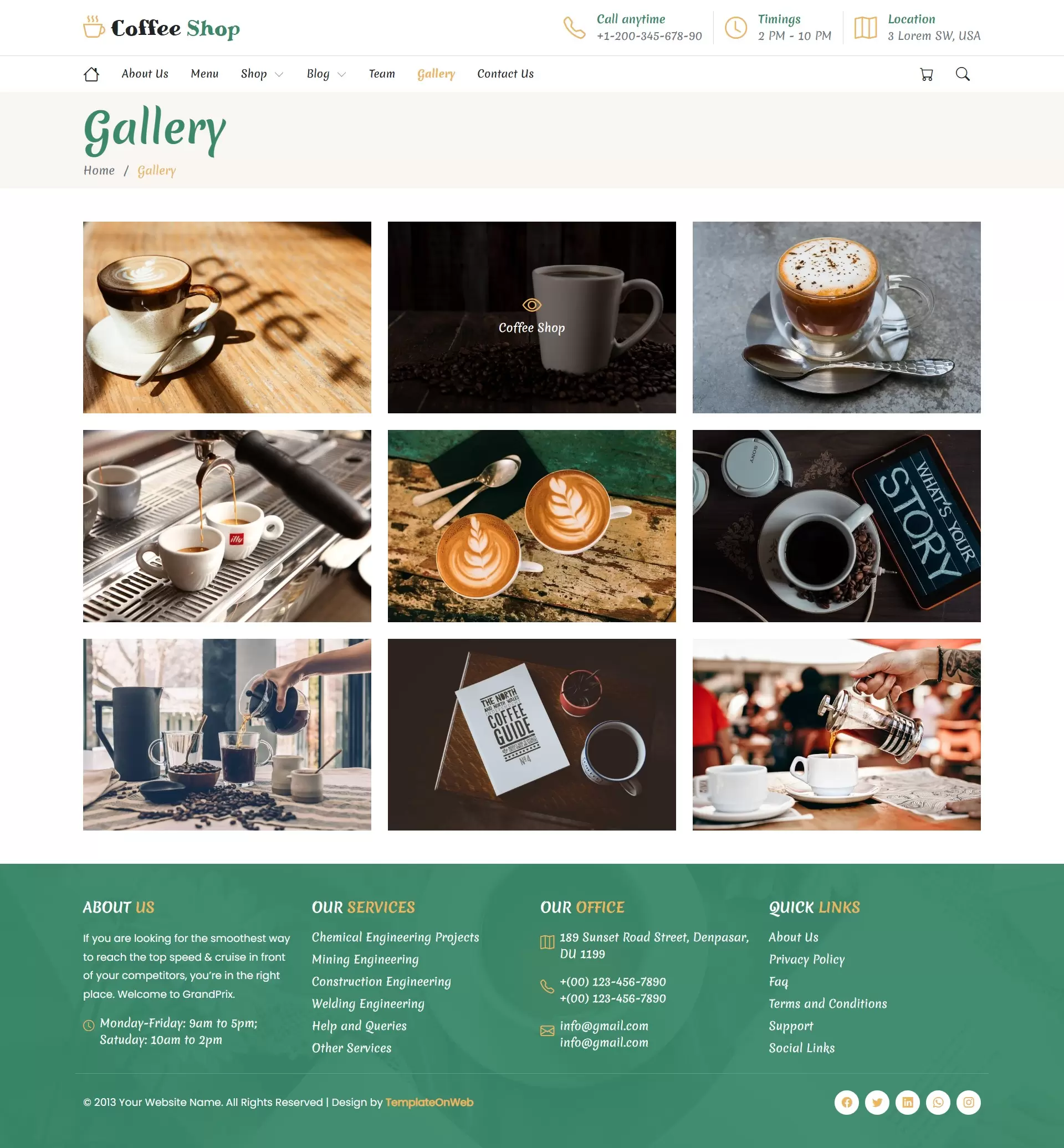 Photo gallery to highlight the ambiance of your coffee shop