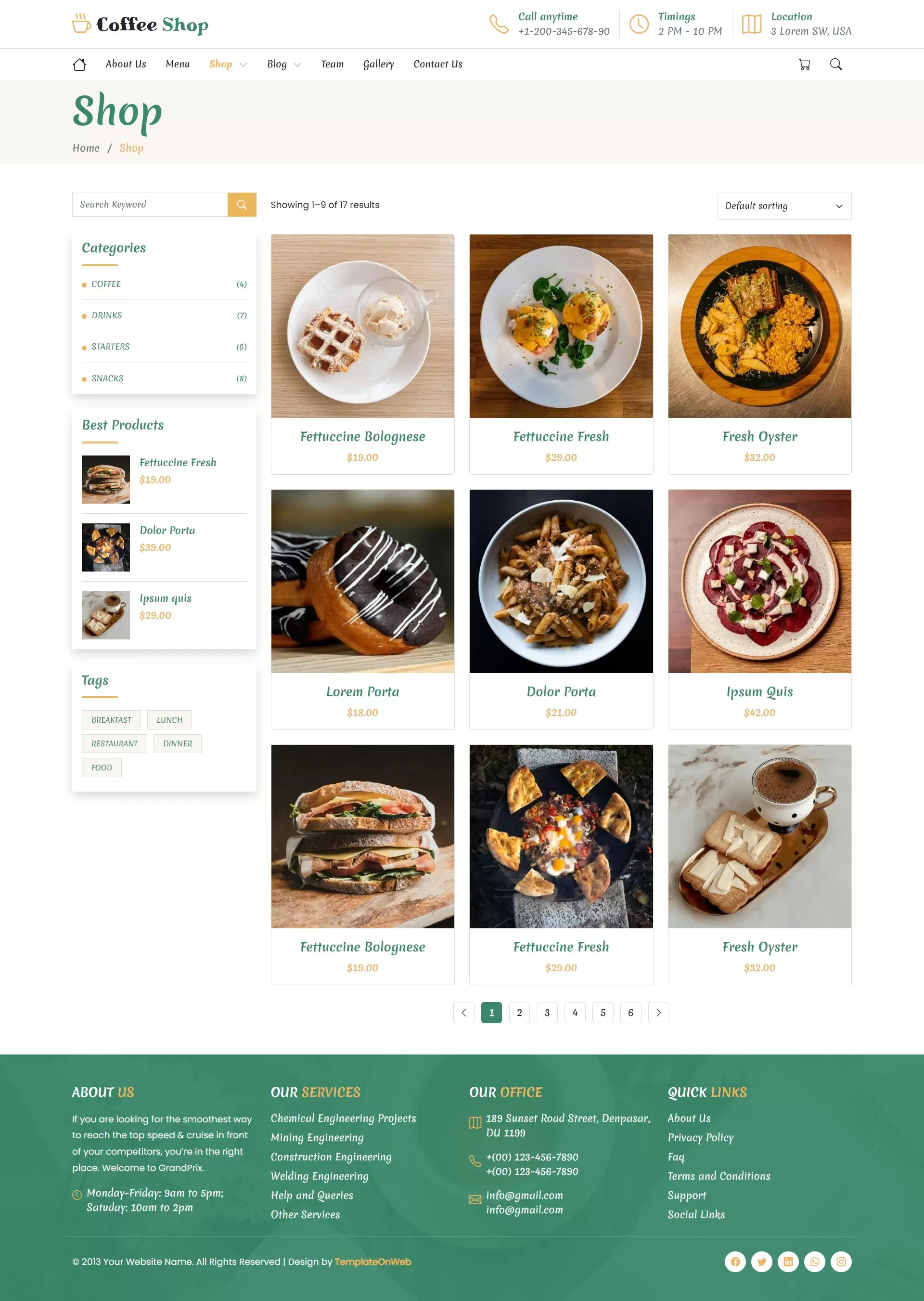Tea products listing display responsive web page