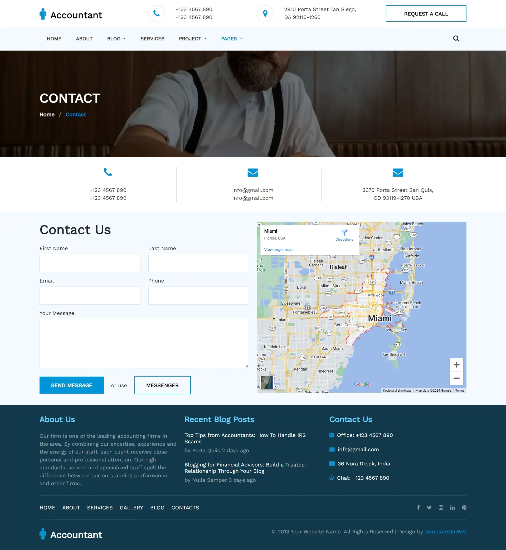 Accountant address and location details responsive page