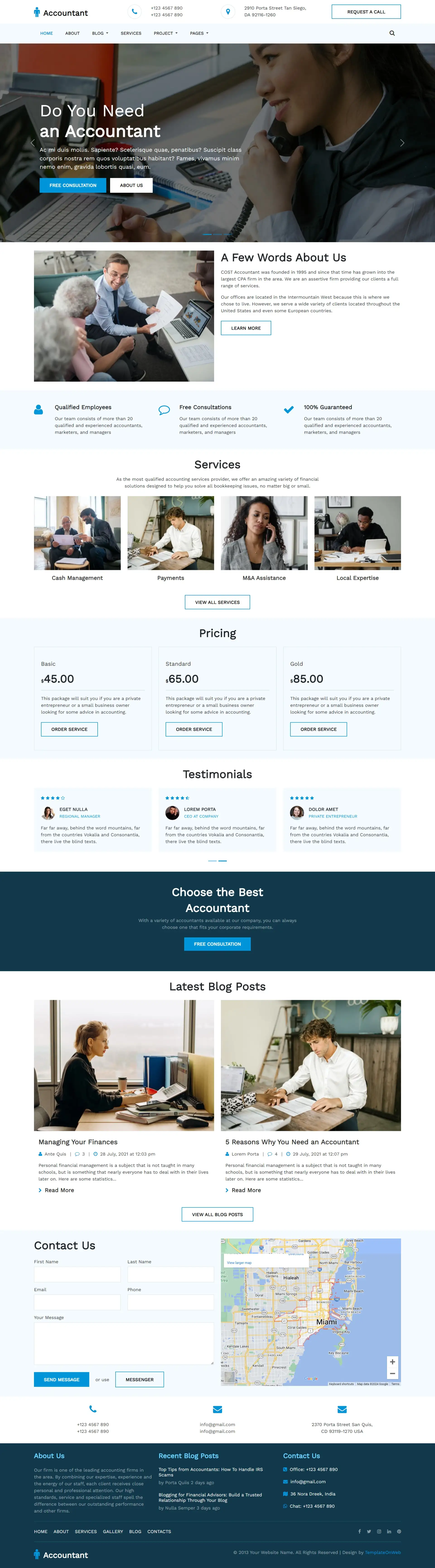 Accountant website template home page