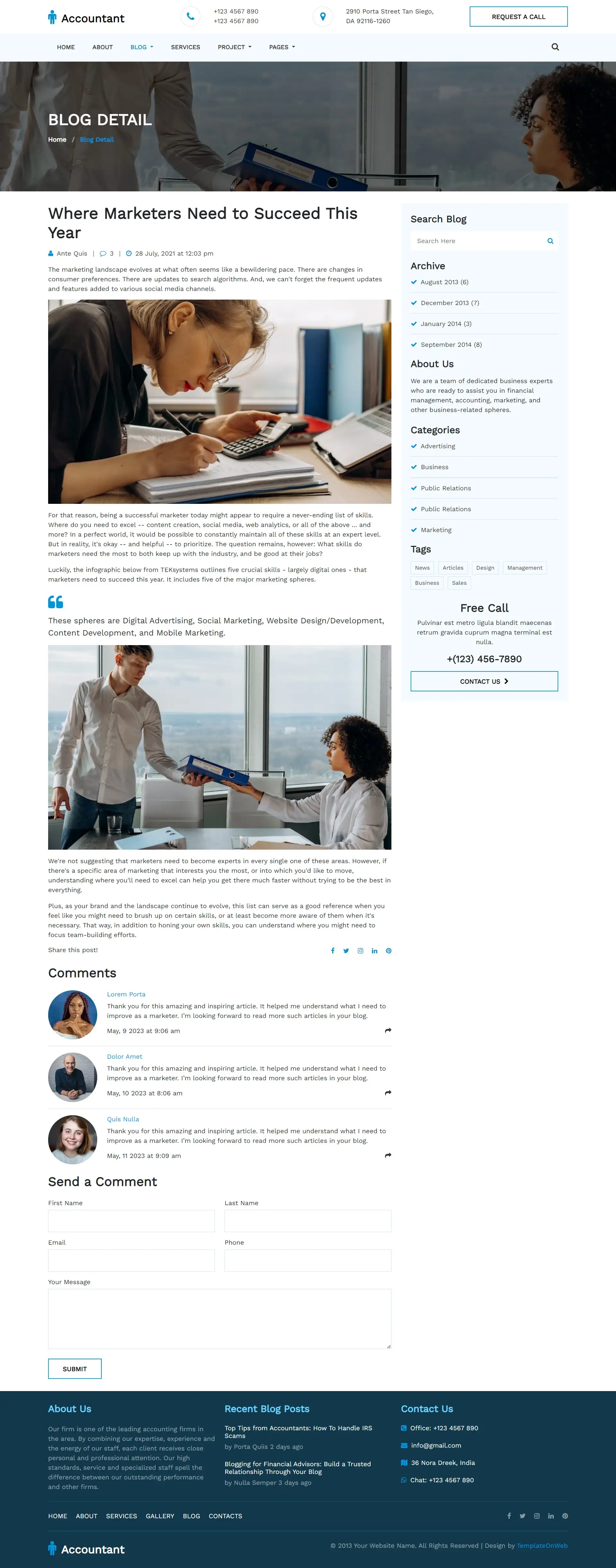 Preparing tax returns blog details web page