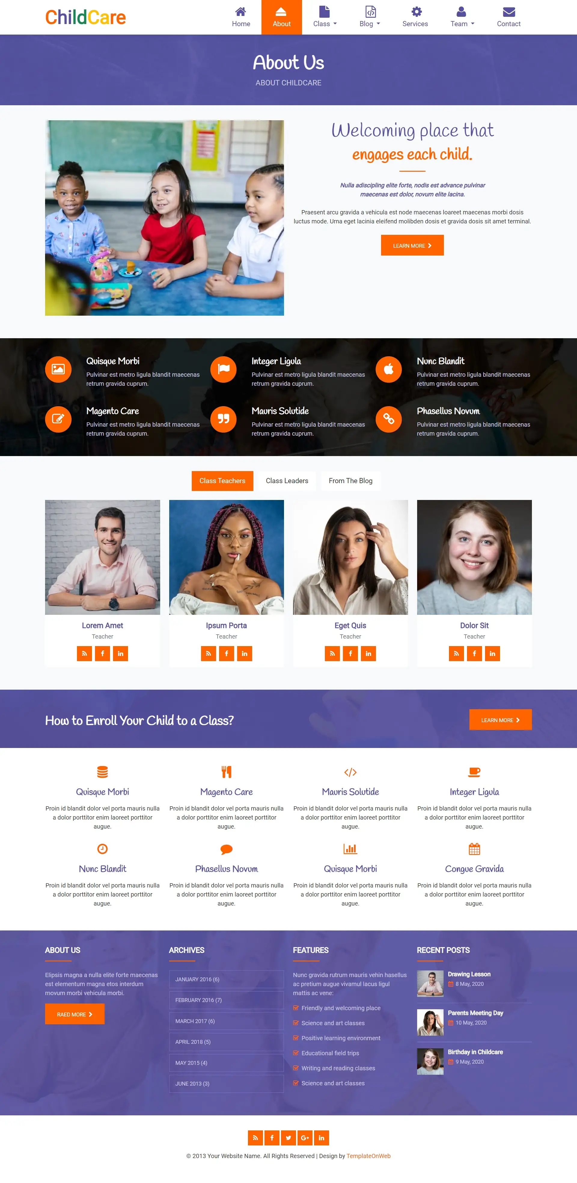 Childcare centers template aboutus page