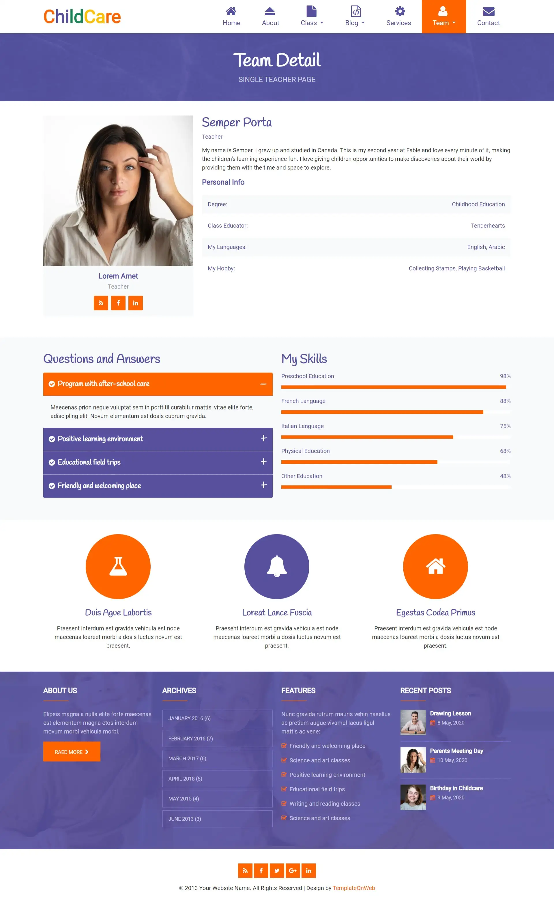 Childcare providers team details page html
