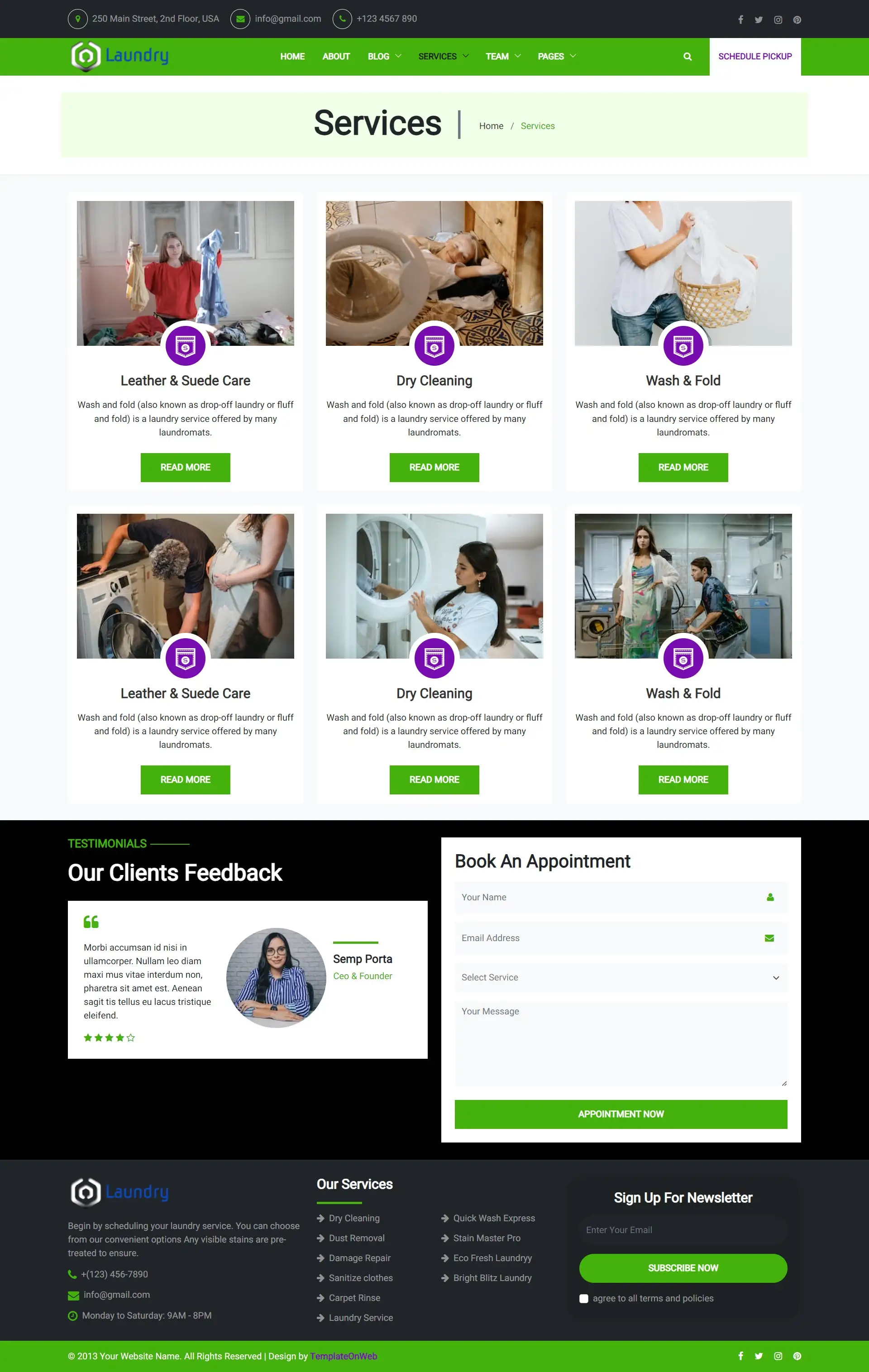 Cloth washing drying and ironing services page html