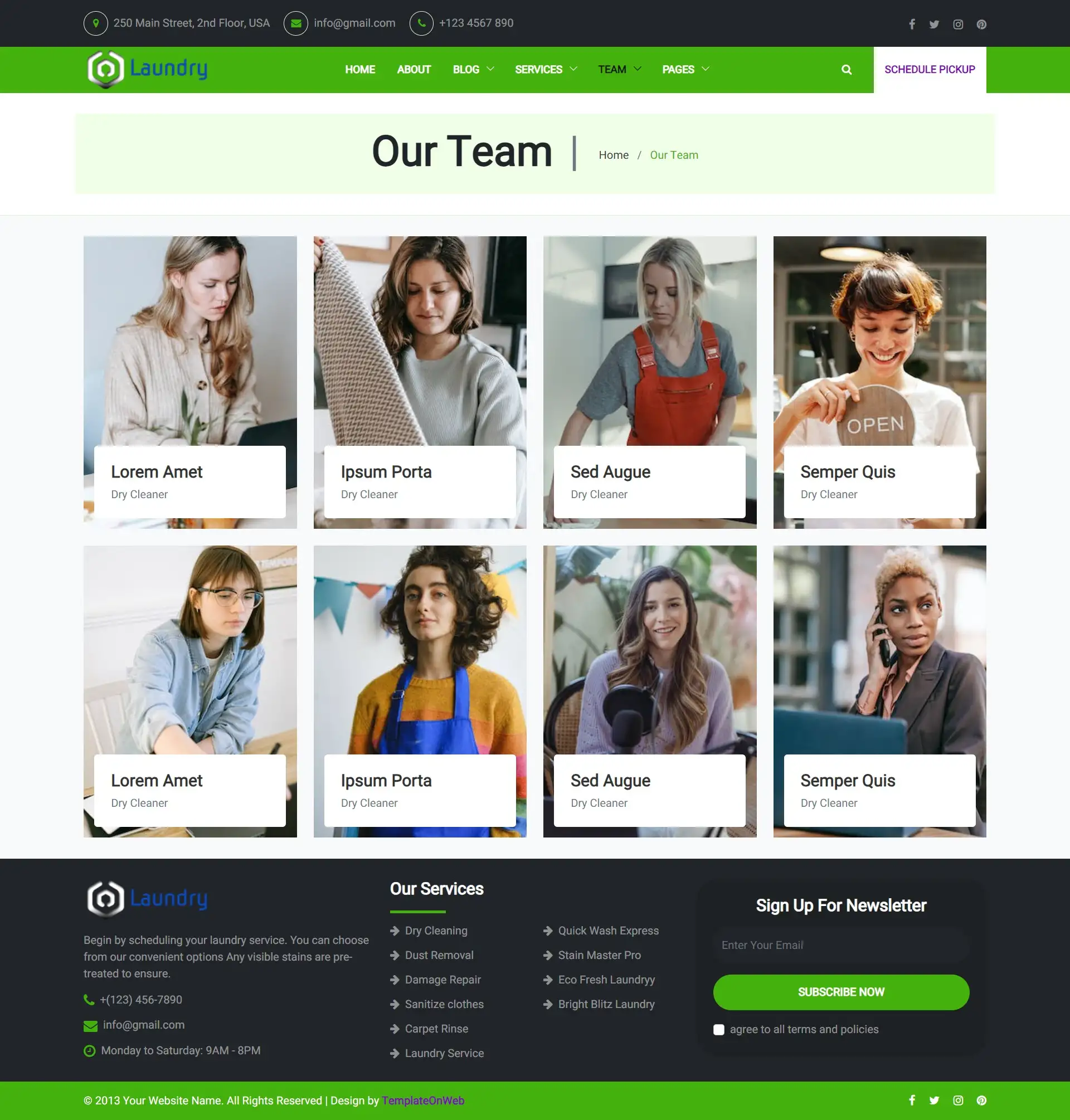 Laundry workers team responsive page