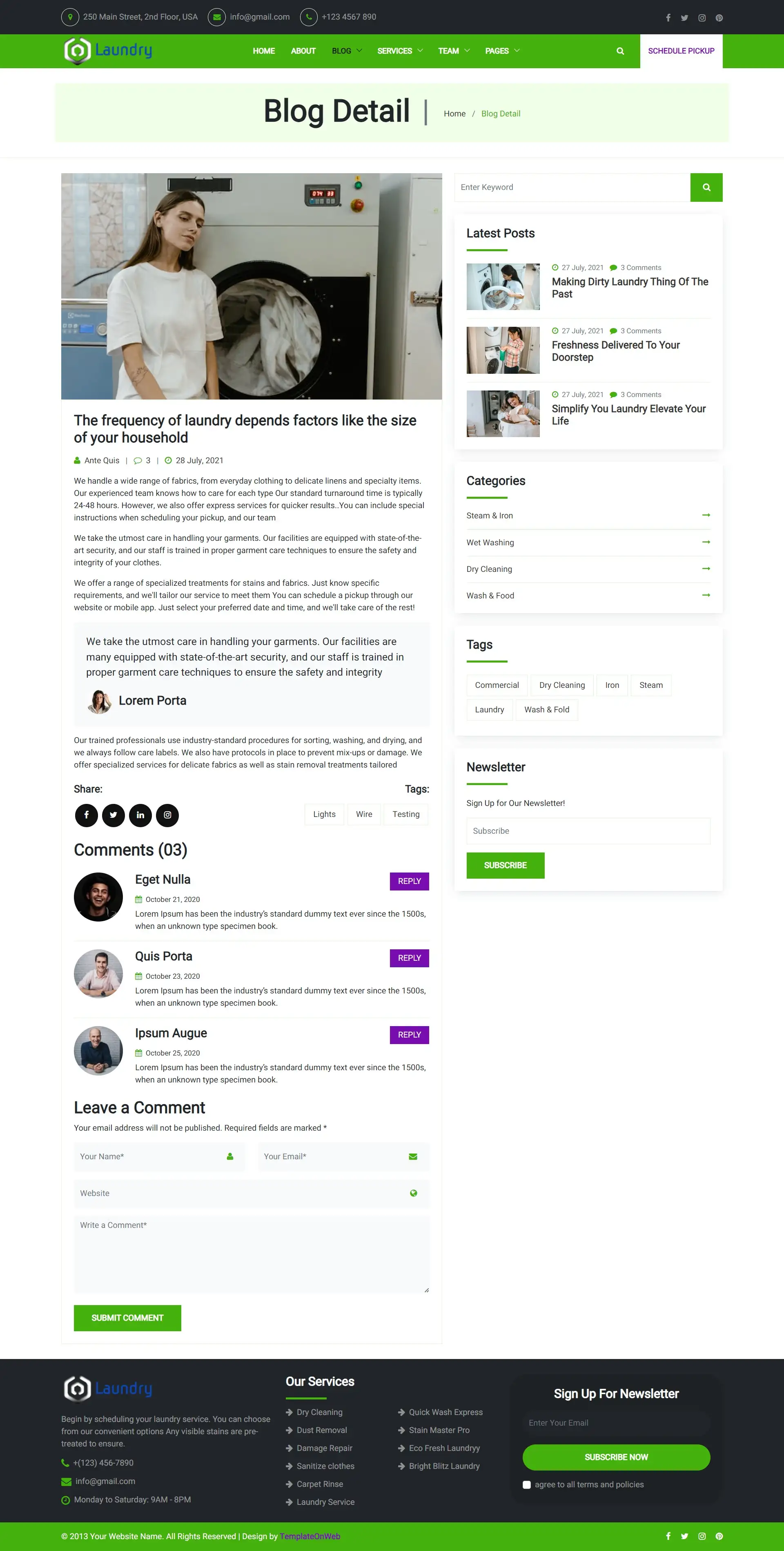 Loundry dry cleaning blog details page