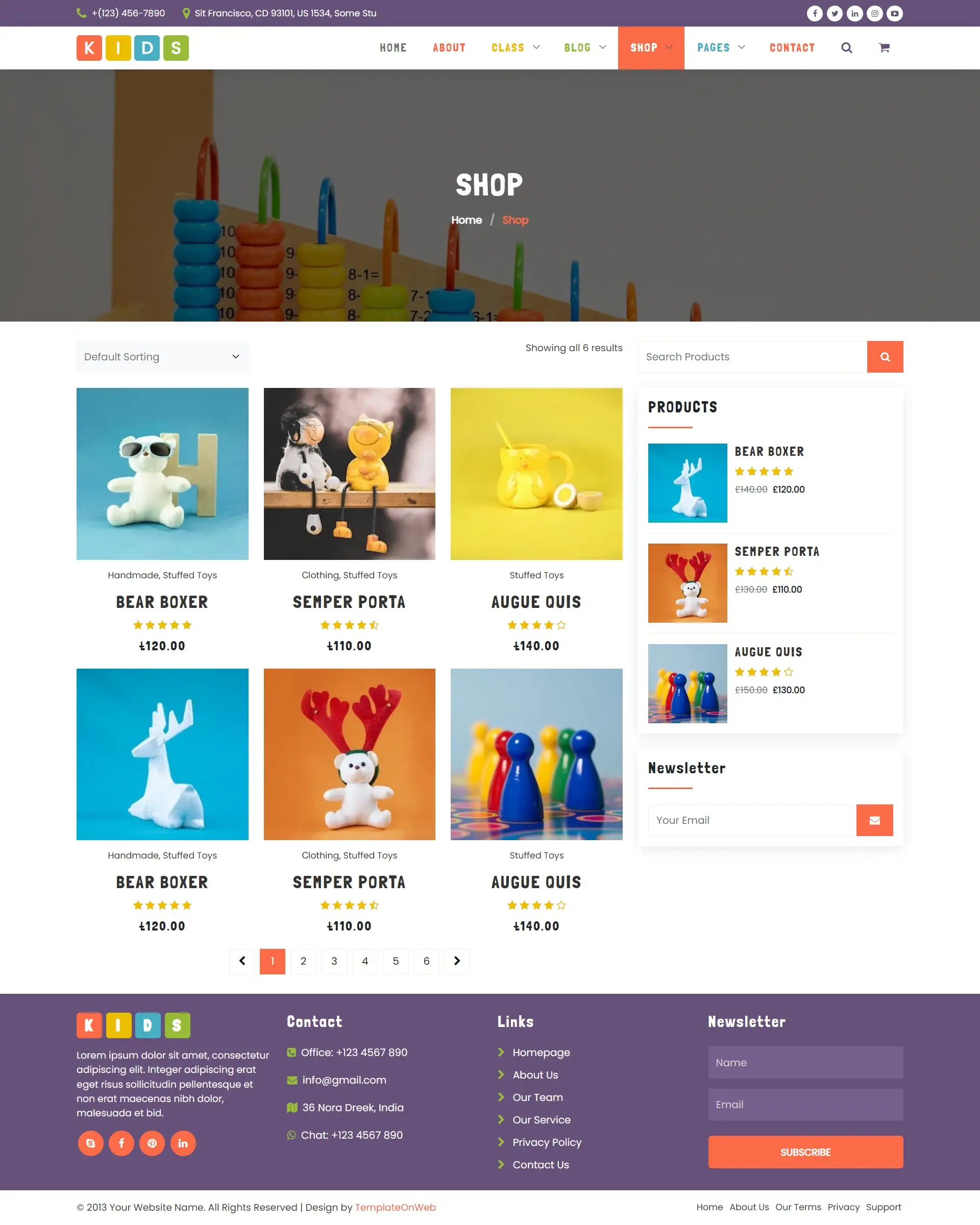 Kids play products listing page design