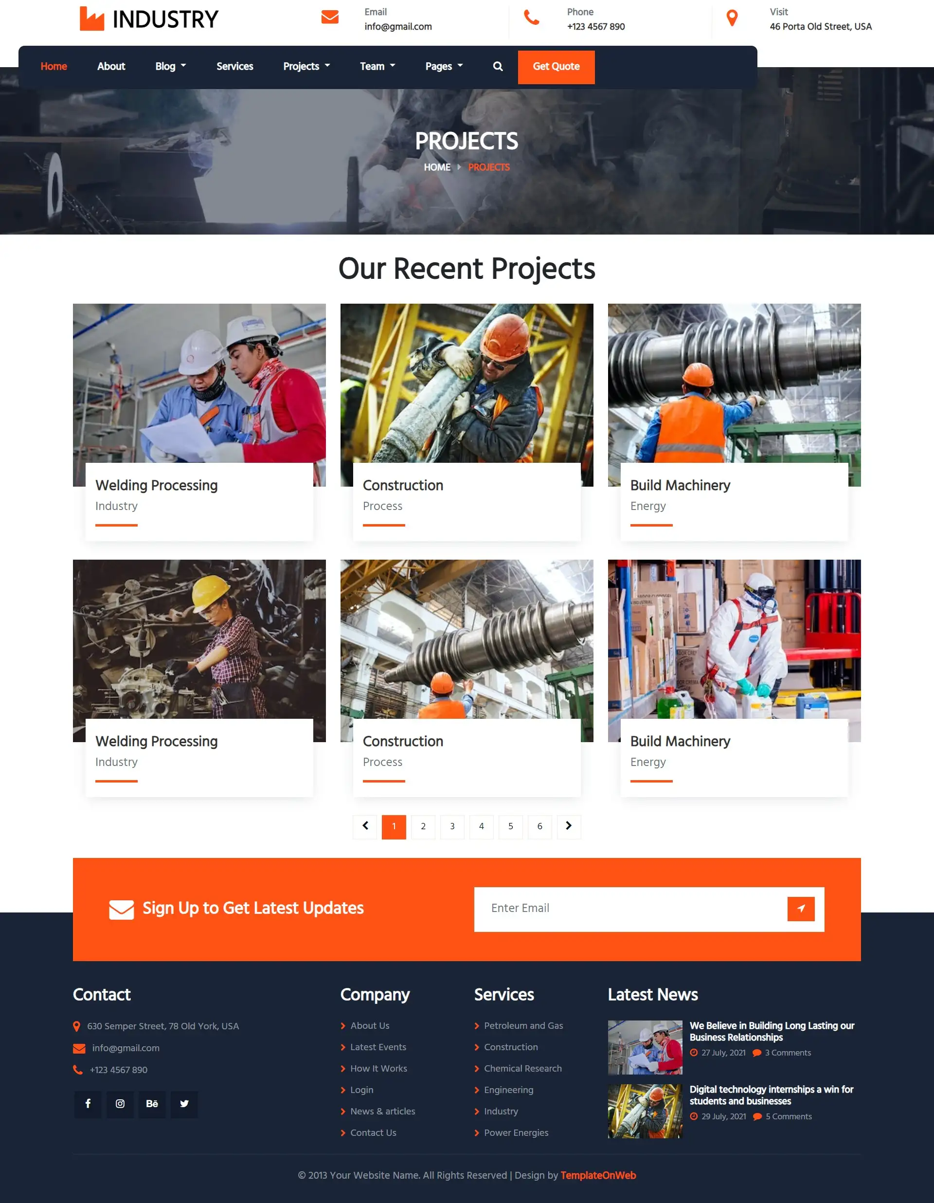 Industrial projects list page design